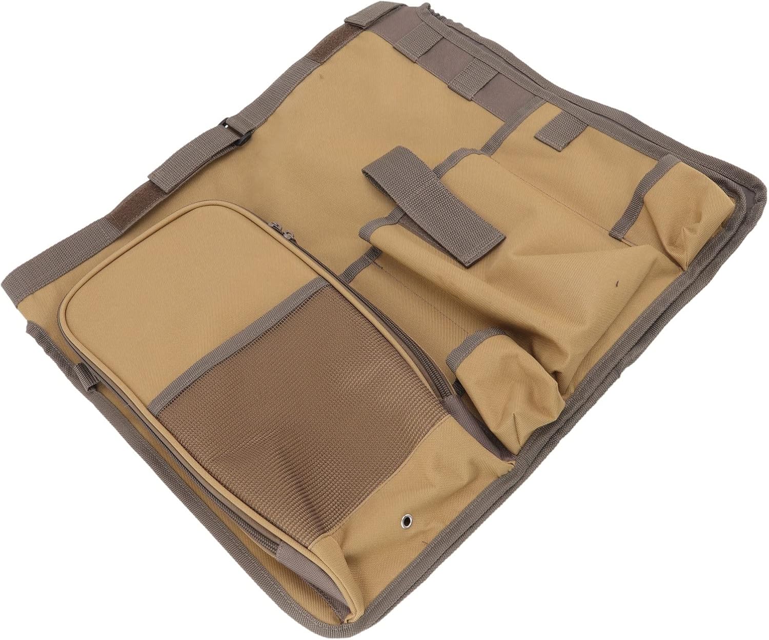 Bucket Organization Bag, Large Capacity, Portable Handle, Khaki Color, 45.5 x 40cm - Durable Oxford Cloth Construction, Outdoor Garden Storage, Easy to Carry
