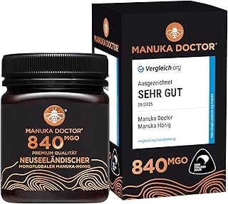 MANUKA DOCTOR | MGO 840+ Manuka Honig Monofloral | 250g | 100% Reiner Neuseeland Honig | Zertifiziert RAW | Nicht-GVO | Unabhängig Labortestet | Rückverfolgbar vom Bienenstock bis nach Hause