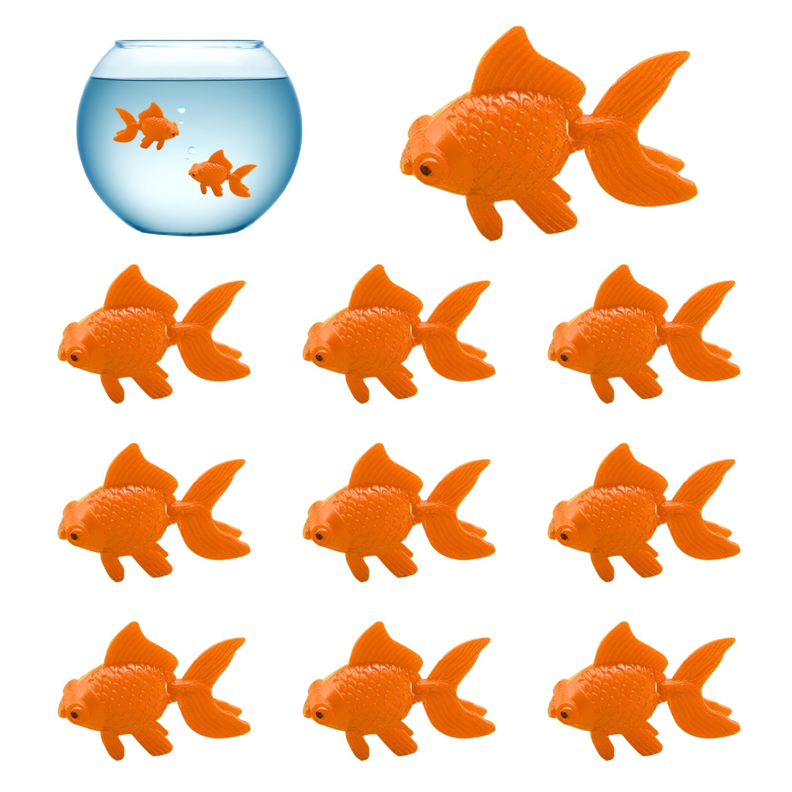 10 Pièces Poissons Artificiels Poissons Flottants Décors Petit Poisson en Mouvement Flottantes Poissons Artificiels Petit Faux Poisson pour Aquarium Poisson en Plastique (Orange)