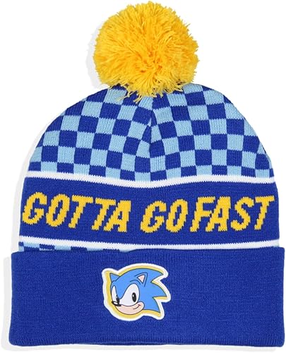 Sonic The Hedgehog Gotta Go Fast - Gorro con pompón, color azul, Azul