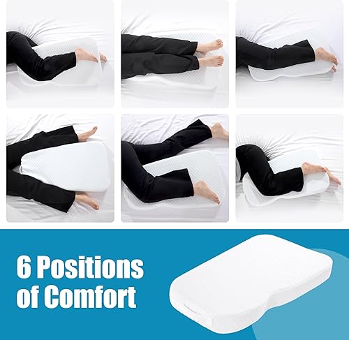 Miniatura 3 de HOMBYS Almohada de rodilla de espuma viscoelástica para dormir de lado, almohada de piernas para rodilla, separa las rodillas para la alineación del
