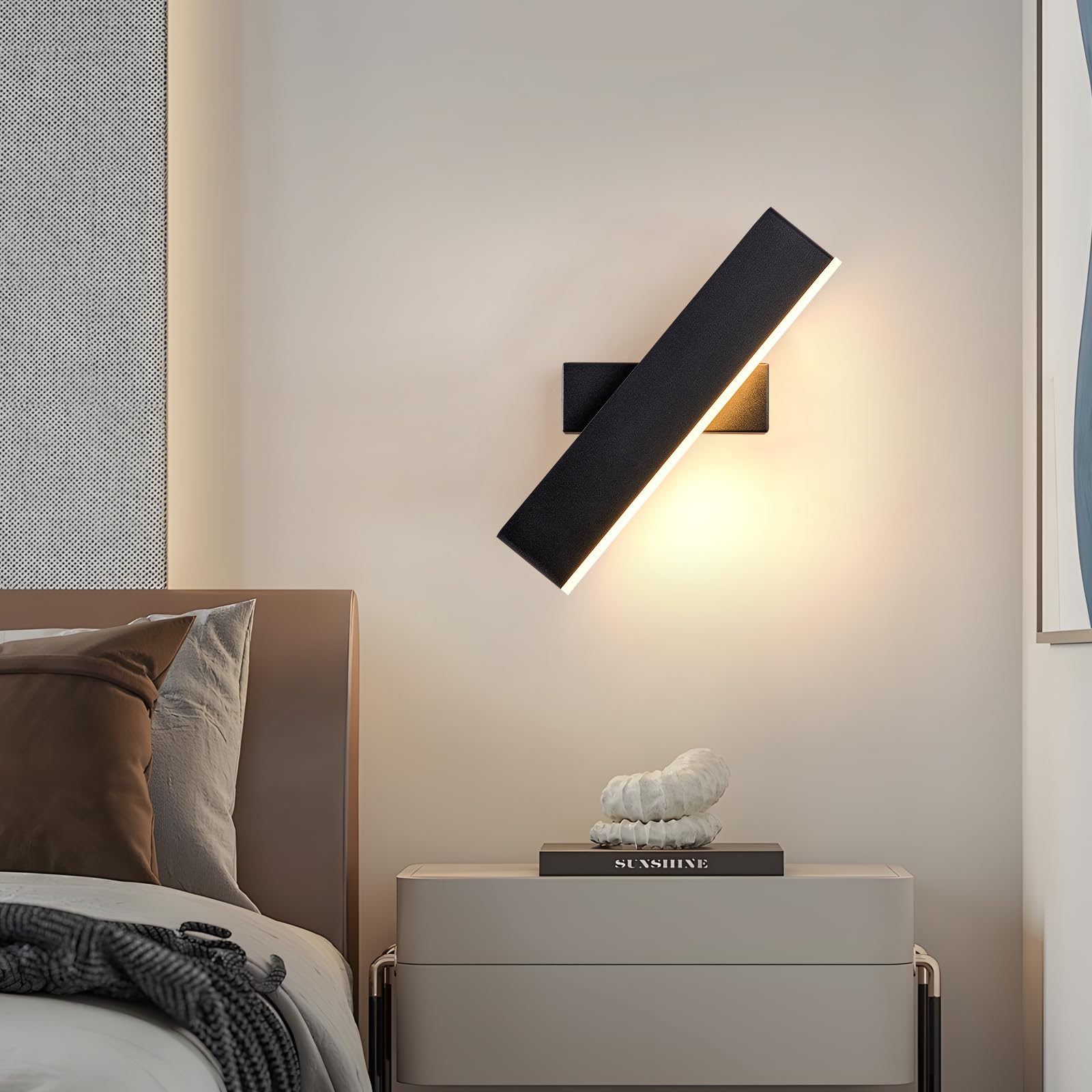 Pheashine Applique Murale Intérieure, Rotatifs 360° Lampe Murale LED