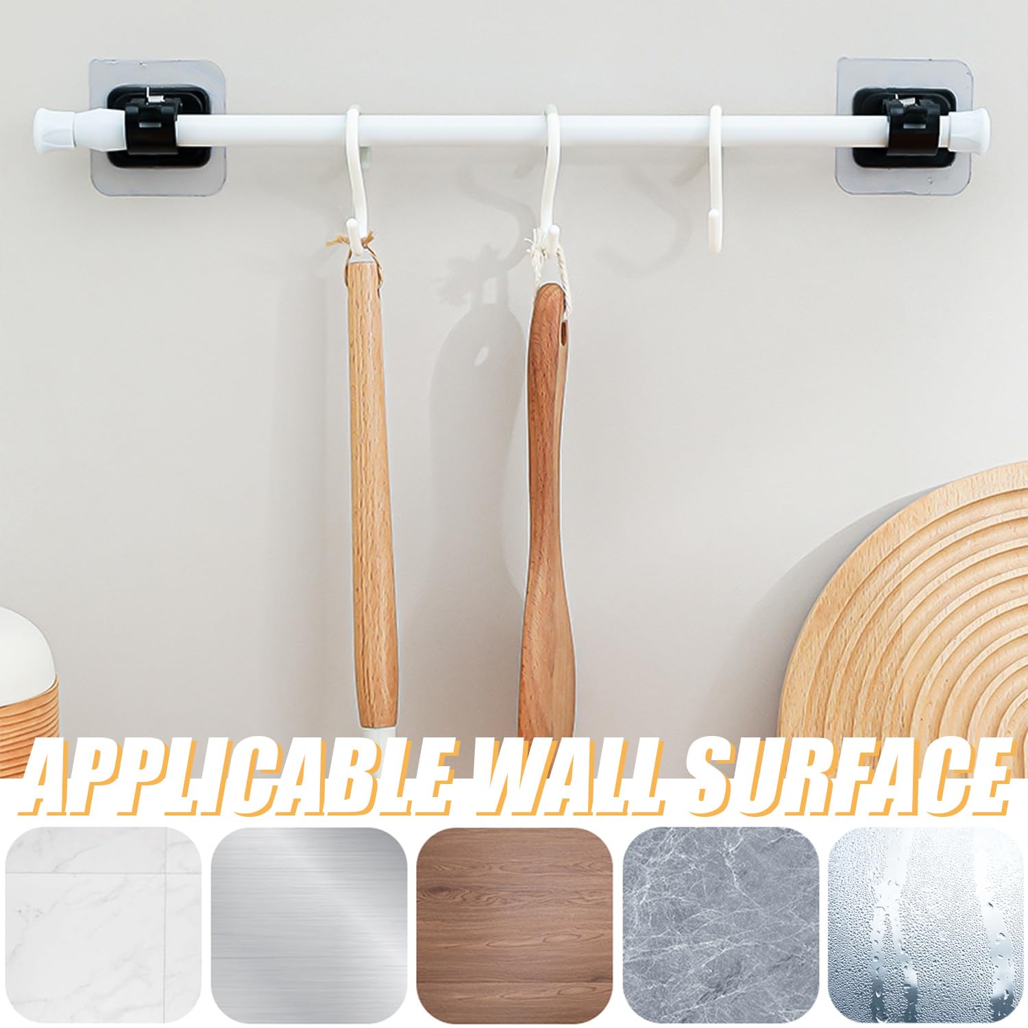 Ganci Per Tende Fyihoxi Senza Fori - 10 Pezzi Autoadesivi Per Tende E Portasciugamani | Nero