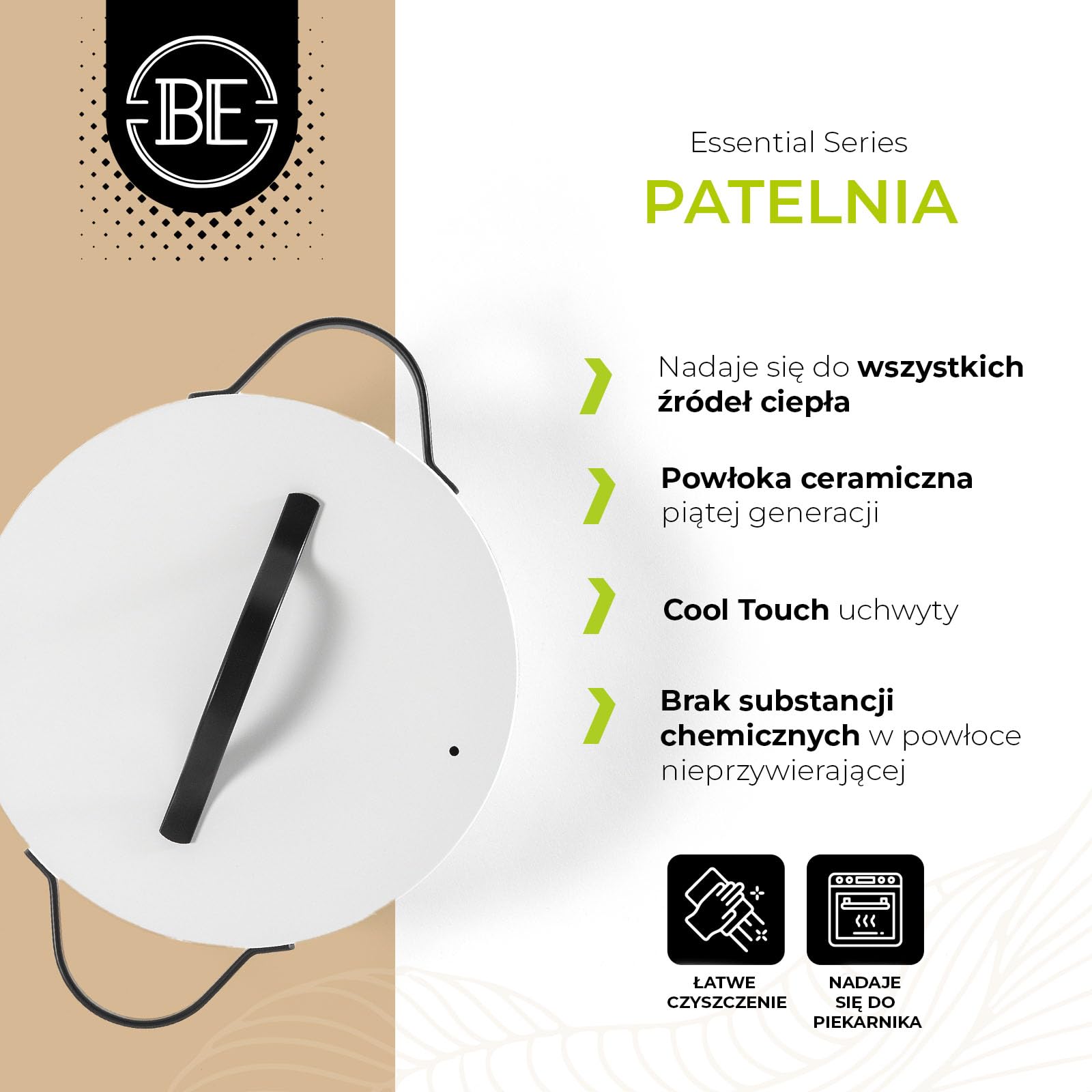 BE Living Rondel z pokrywką - Ø 28 cm - Pojemnik do gotowania indukcyjnego - Nadaje się do wszystkich źródeł ciepła - biały