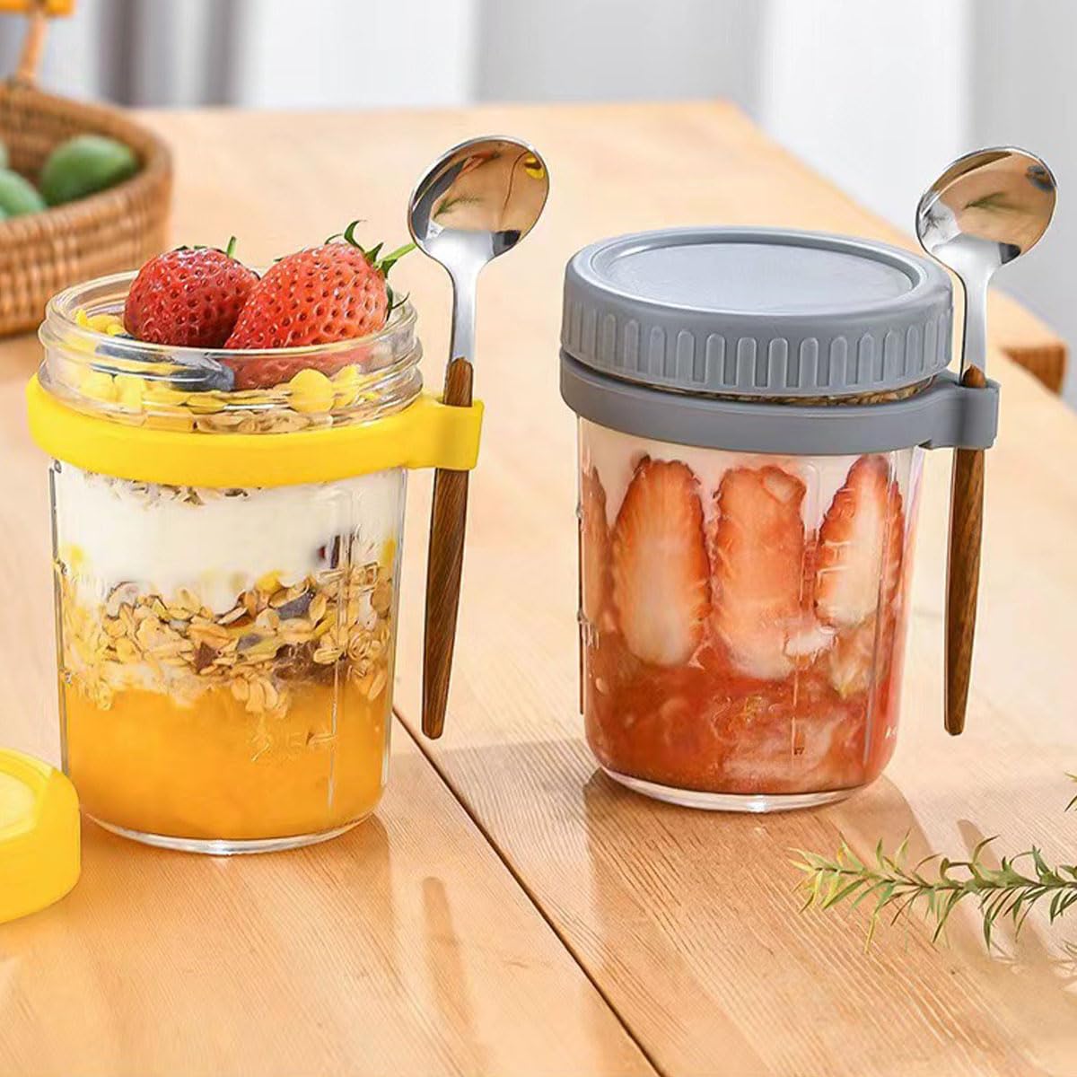 Jares de avena de la noche de vidrio Masón Recipientes herméticos for avena durante la noche y más