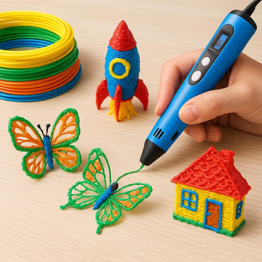 MiniExplorer 3D Pen with Adapter| 3D Pen for Kids| 3D Pen with 3 * 1.75MM PLA Filaments 10m Each| 3D Printing Pen | 3D Pen Set with PLA Filament Included - Ready to Create — Amazon image 3