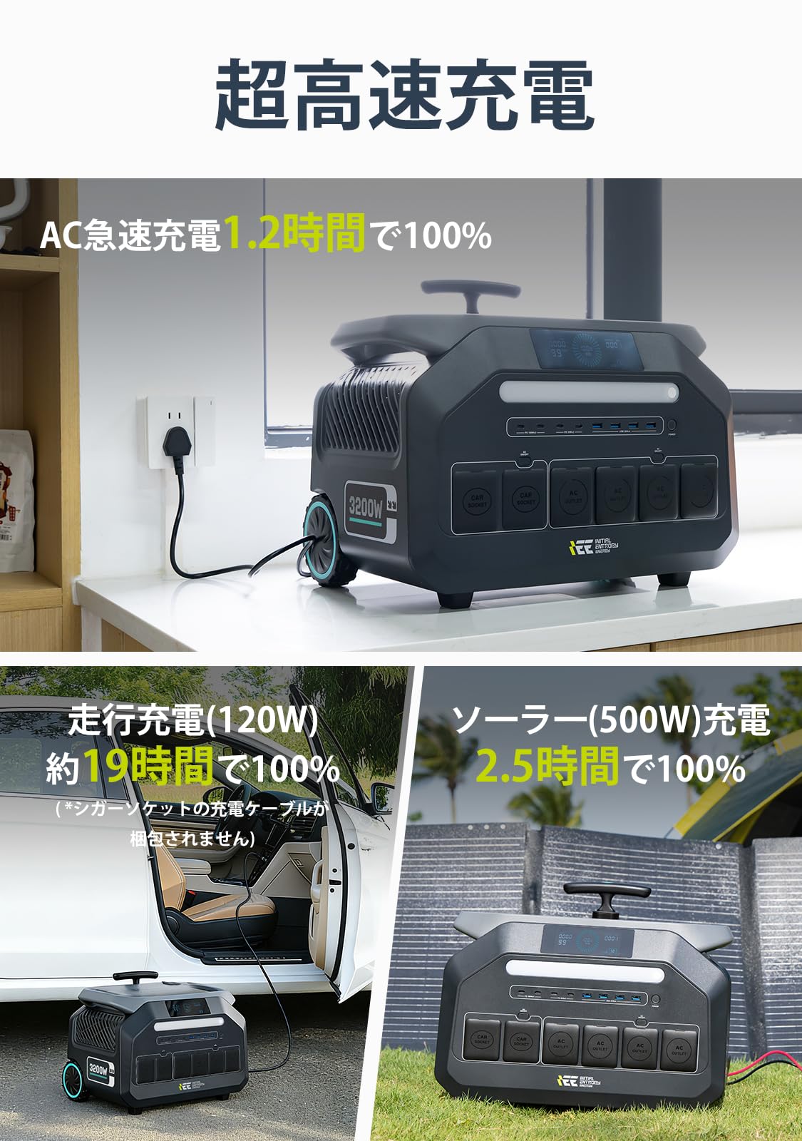 Amazon.co.jp: IEEtek ポータブル電源 P3200, 2048Wh大容量, 定格3200W
