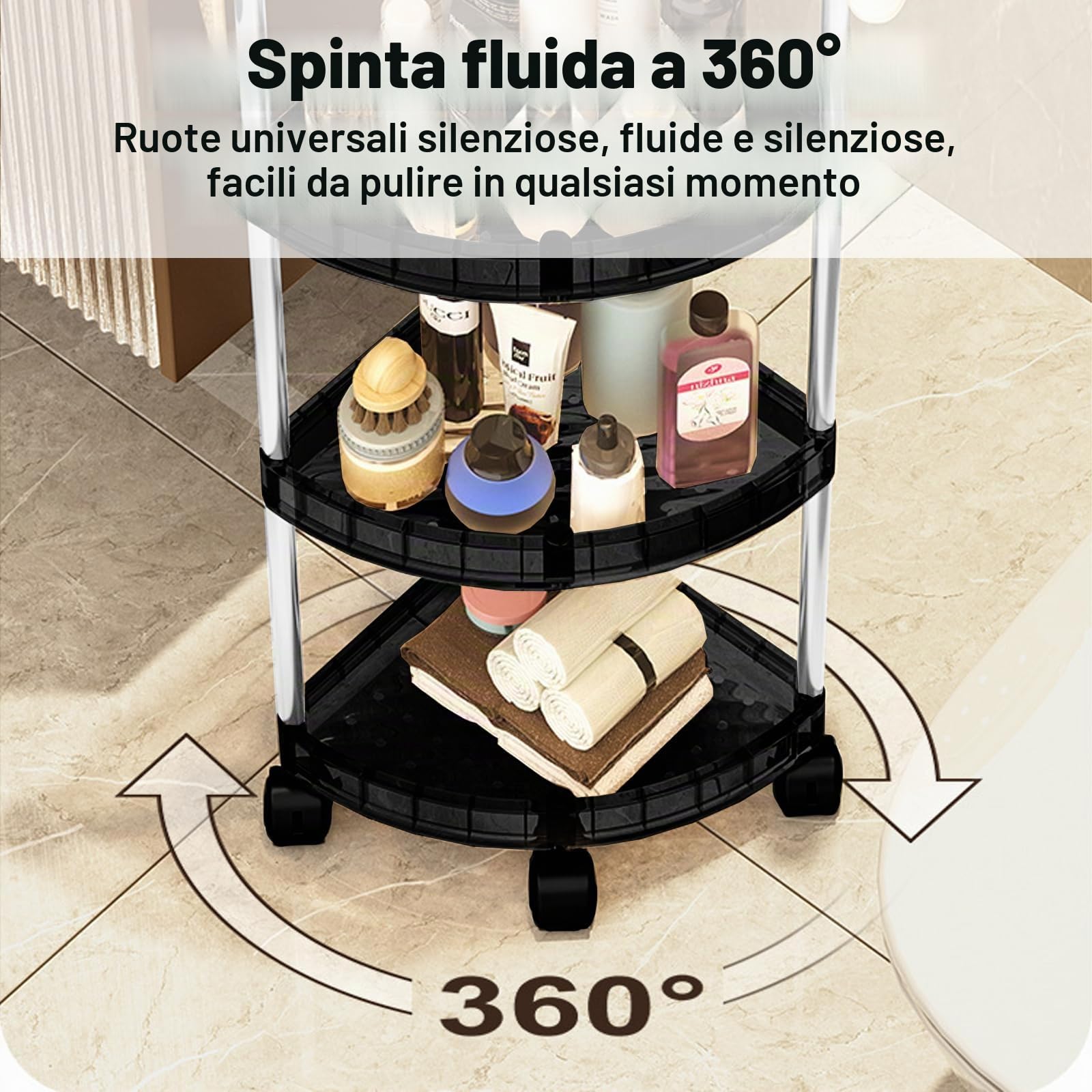 Mobile Carrello Bagno Salvaspazio, 82*26*26cm Mobile Doccia Portaoggetti Da Terra Porta Bagnoschiuma Da Doccia Angolare Scaffale Angolare Da Terra Scaffale Bagno Portaoggetti Doccia Da Terra