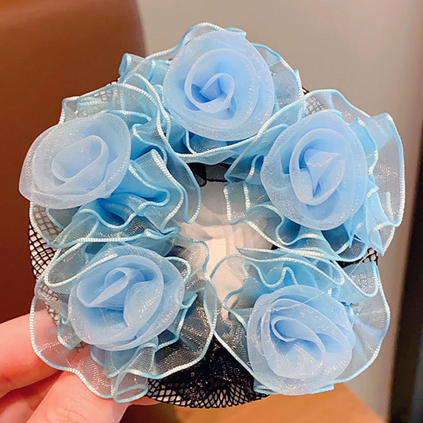 Hair Nets 4pcs Colored Elastic Covers with Flowers for Girls Dancers Skating Amazon.com: 4PCS Girls Ballet Bun Covers Flower with Pearl  main image 4