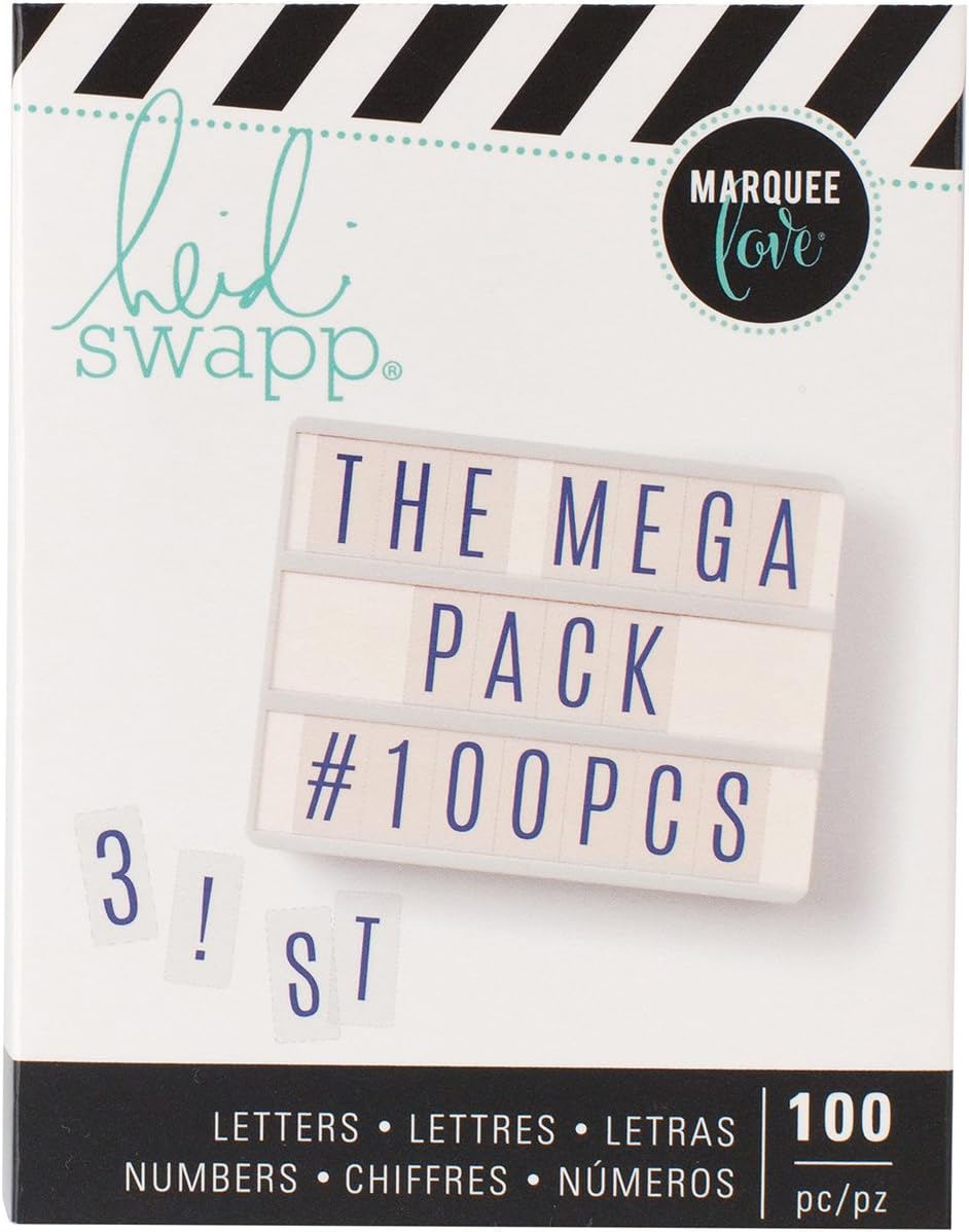 Heidi Swapp 313736 Pack Lightbox-Mega (100 Piece), Alphabet & Numbers/Blue
