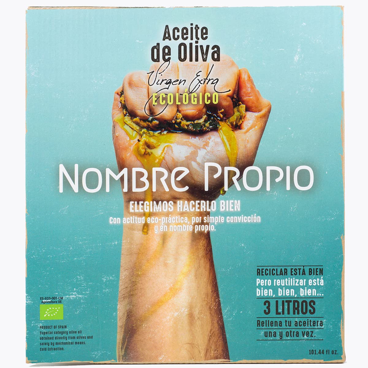 NOMBRE PROPIO EVOO Arbequina Huile d'olive vierge extra bio - 100 % espagnole - Format bag-in-box pratique - 3 L (Picual Arbequina) - Riche en polyphénols