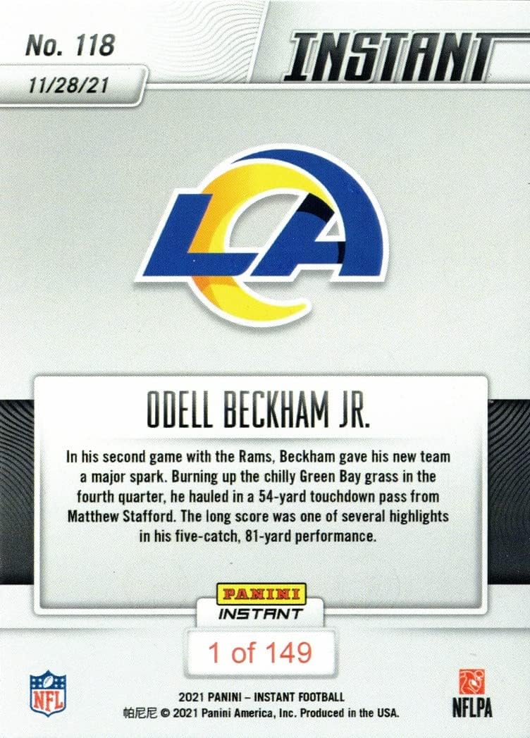 2021 Panini Instant #118 Odell Beckham Jr. Football Card Rams - Only 149 made!