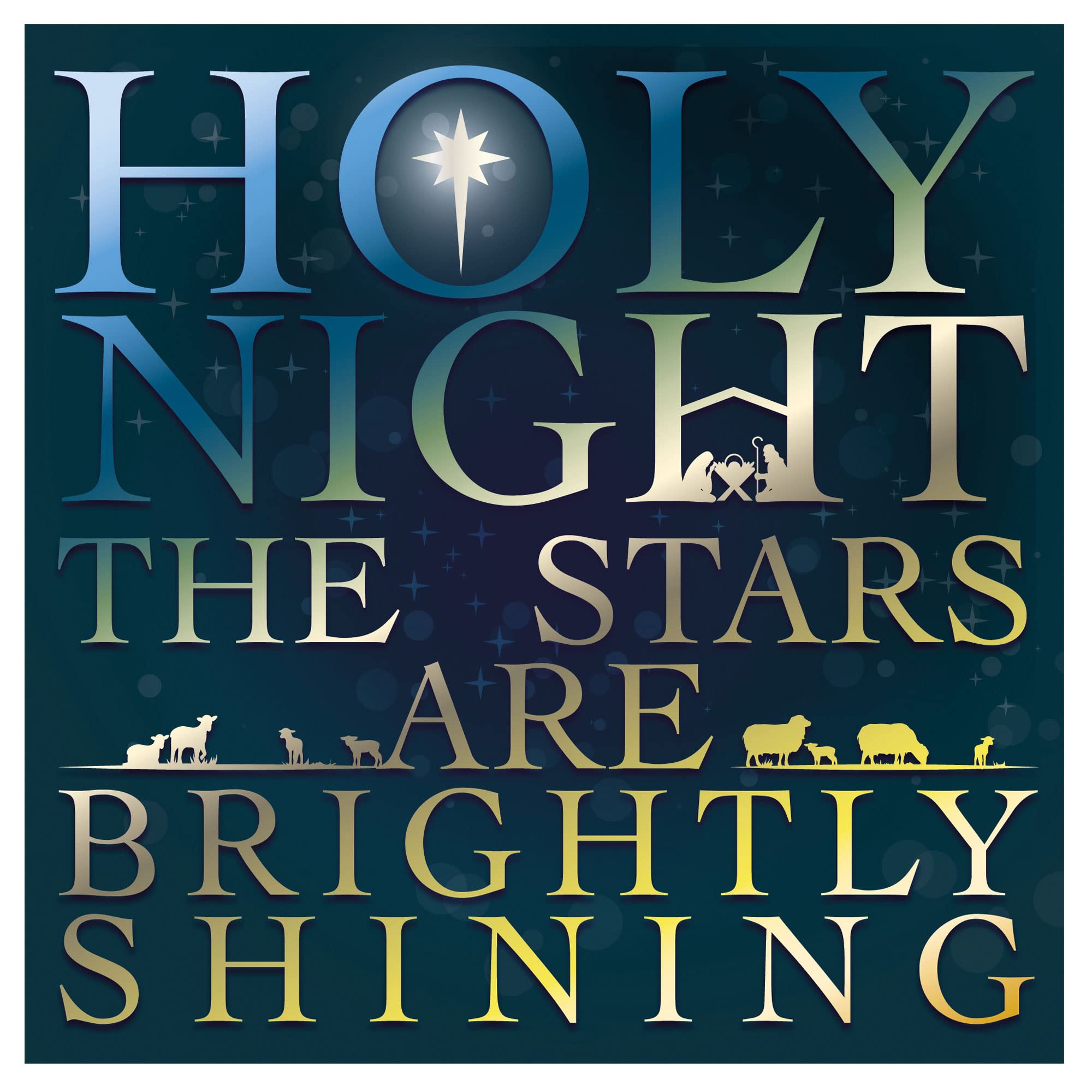 Christian Christmas cards, pack of 10 - Holy Night Christmas cards pack with Bible verse Luke 2:14 inside these religious Christmas cards, by Just Cards Direct