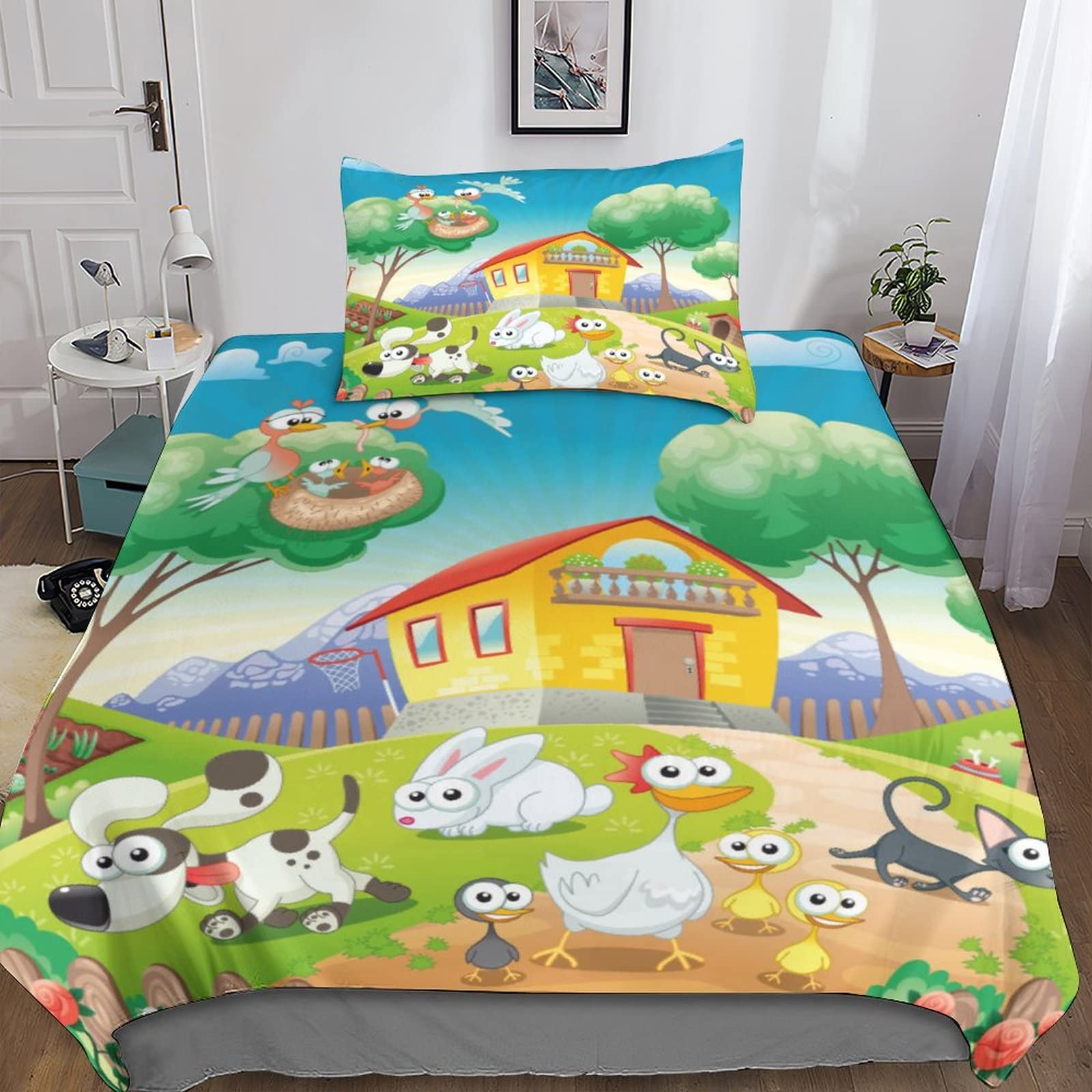 Parure de lit 3D en microfibre premium avec taie d'oreiller assortie