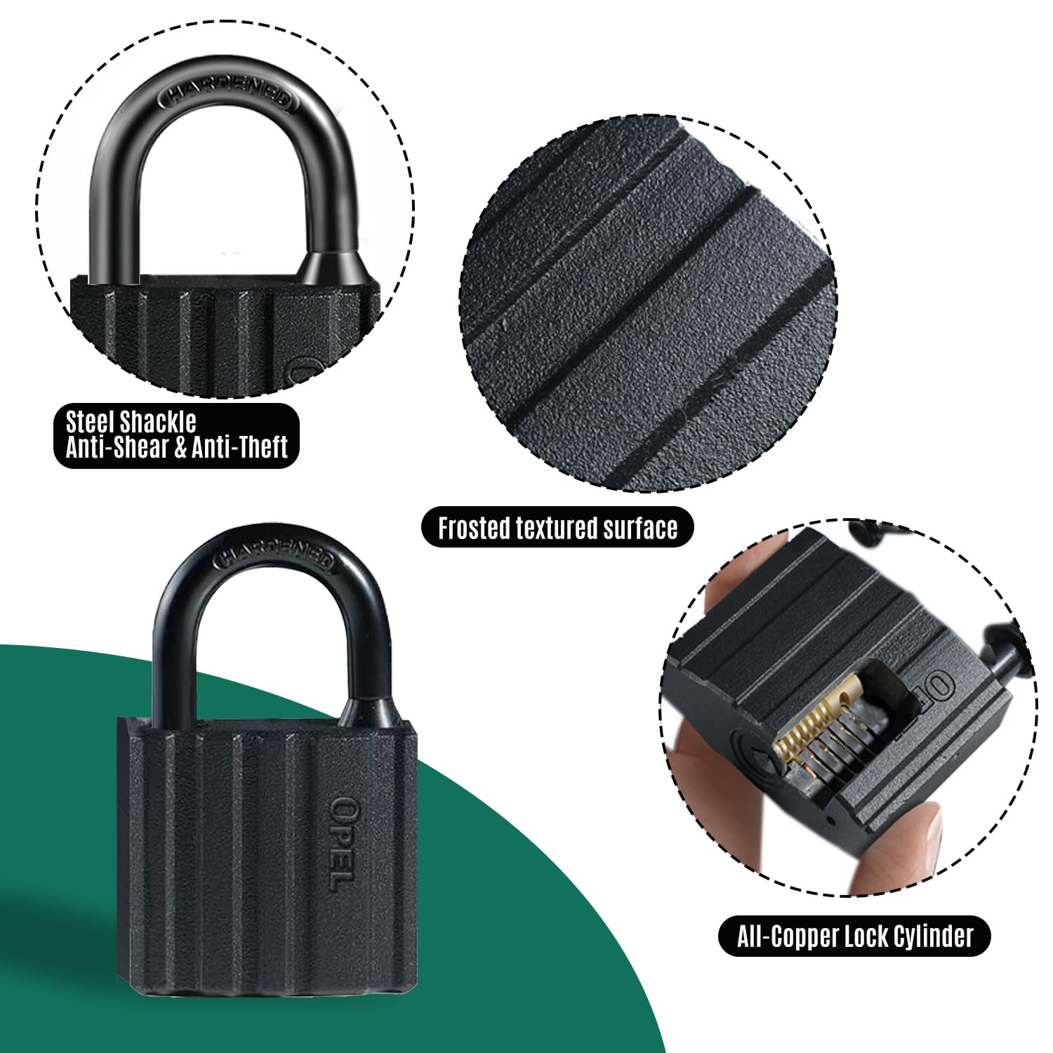 Catena di sicurezza da 100 cm, resistente, 8 mm, in acciaio al manganese, G80, nero, antifurto, anti-taglio, lucchetto per bici, scooter, moto, porta, cancello