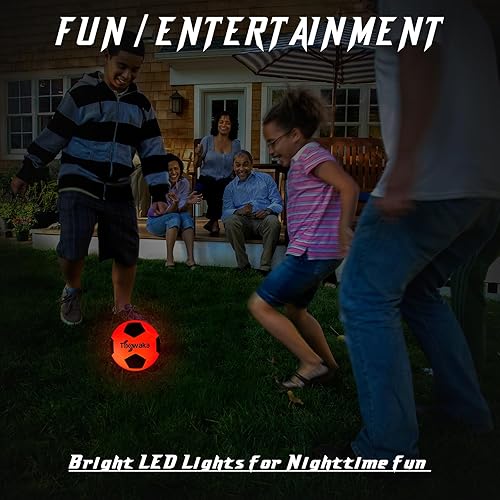 Miniatura 4 de Toowaka Balón de fútbol iluminado, tamaño 5 que brilla en la oscuridad, pelota de fútbol LED con luces LED preinstaladas, baterías incluidas Balón