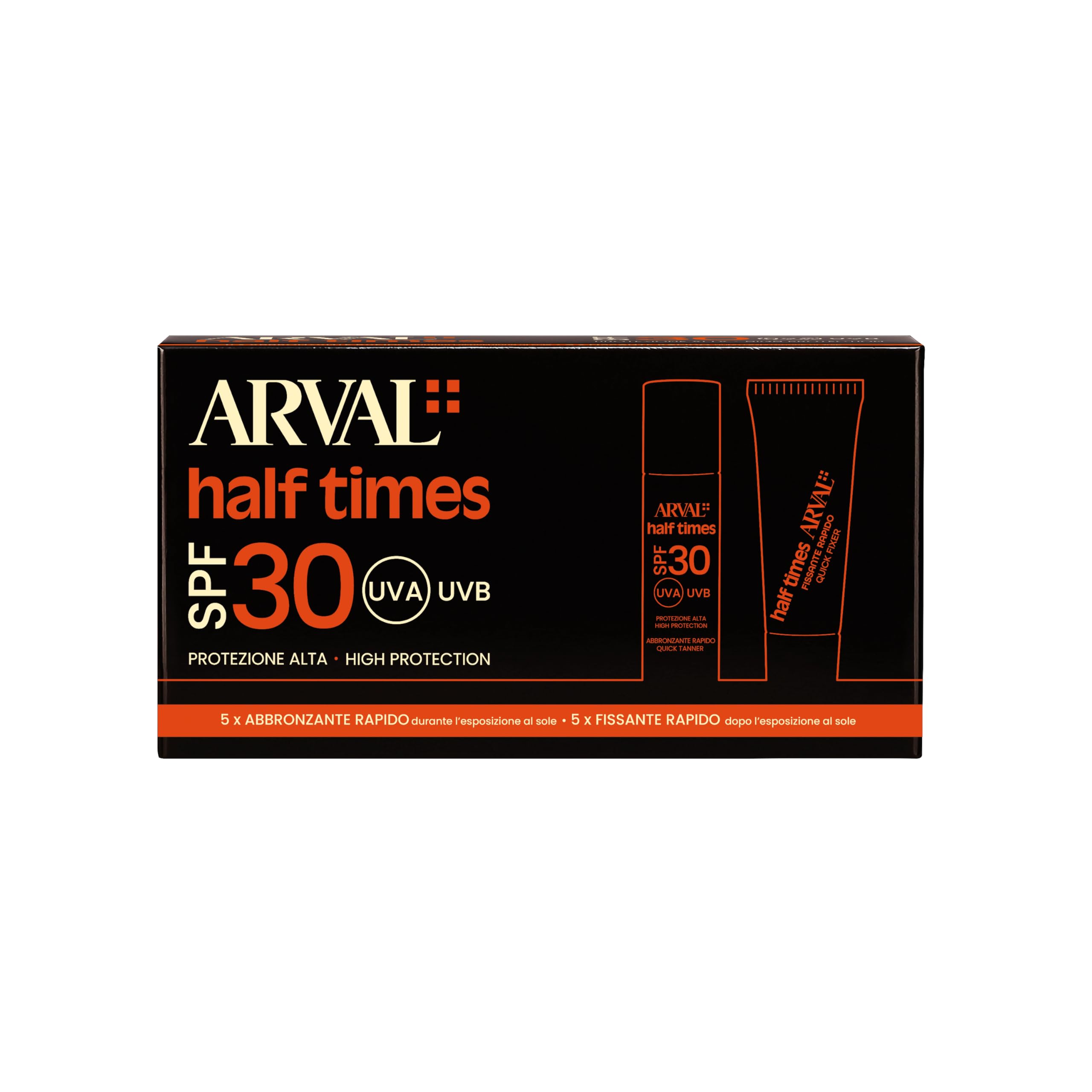 Arval Half Times SPF 30, Abbronzante rapido & Fissante Rapido 5 fl + 5 tb
