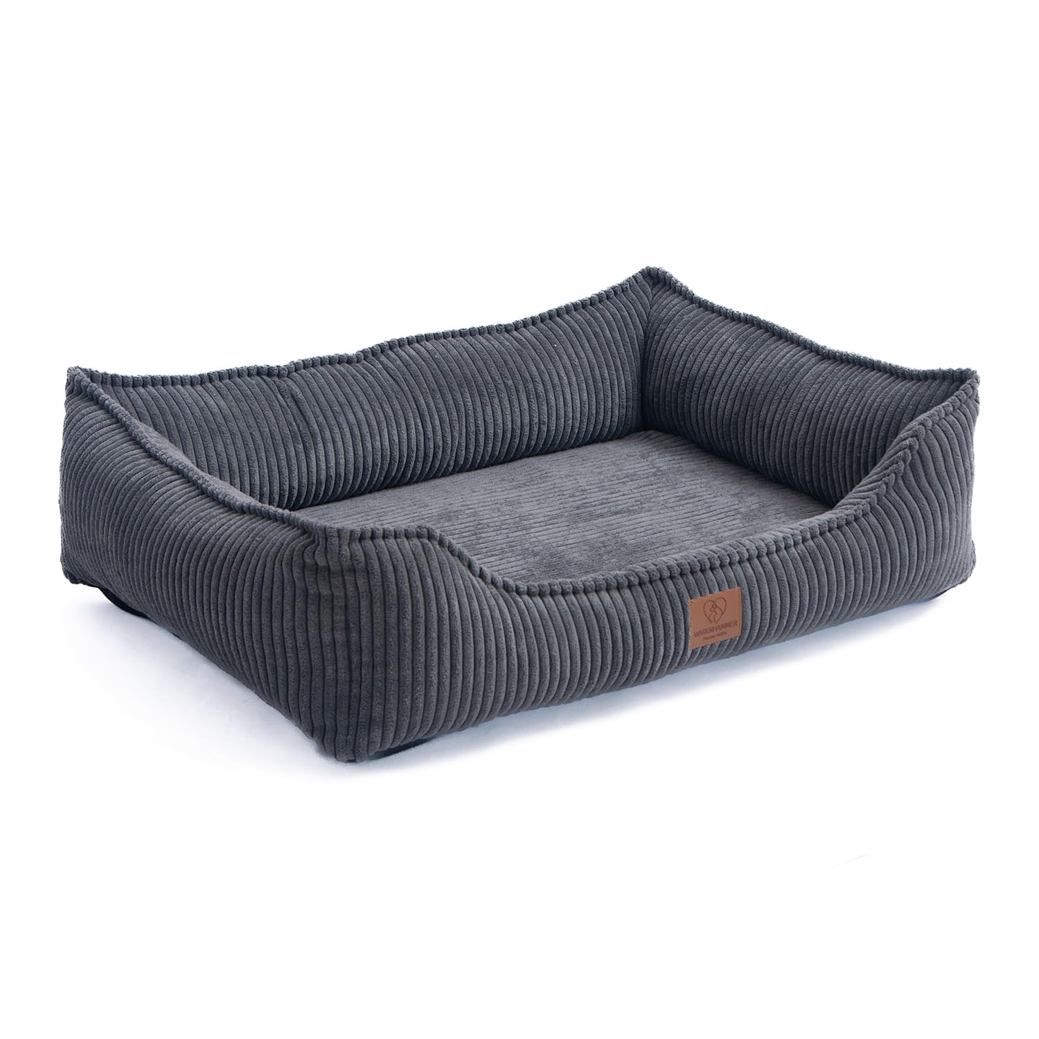 Leo4dog Corduroy hondenbed, wasbare hoes, voor kleine, middelgrote en grote honden kussen bank (Donkergrijs, L 100x80