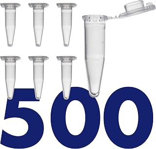Kashi Scientific 1.5mL Clear Microcentrifuge Tube with Safety Lock Snap Cap Safety with Graduation, Lab Grade Polypropylene Plastic [1.5mL Safelock, 500]