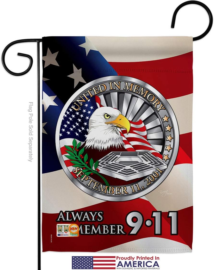 Always Remember Garden Flag Set Wall Holder Americana Patriot Day World Planet Peace Environment Awareness United State American Small Gift Yard House Banner Made In USA 13 X 18.5