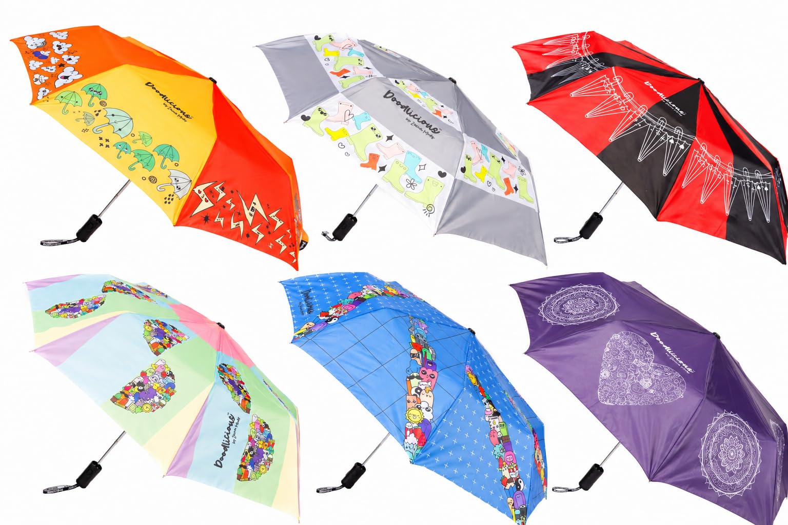 Designer 3 Fold Auto Umbrella for UV Protection and Rain,Random Print Designer for Women and Men | Kids Umbrella (Pack of 2 Random Print)-image-49