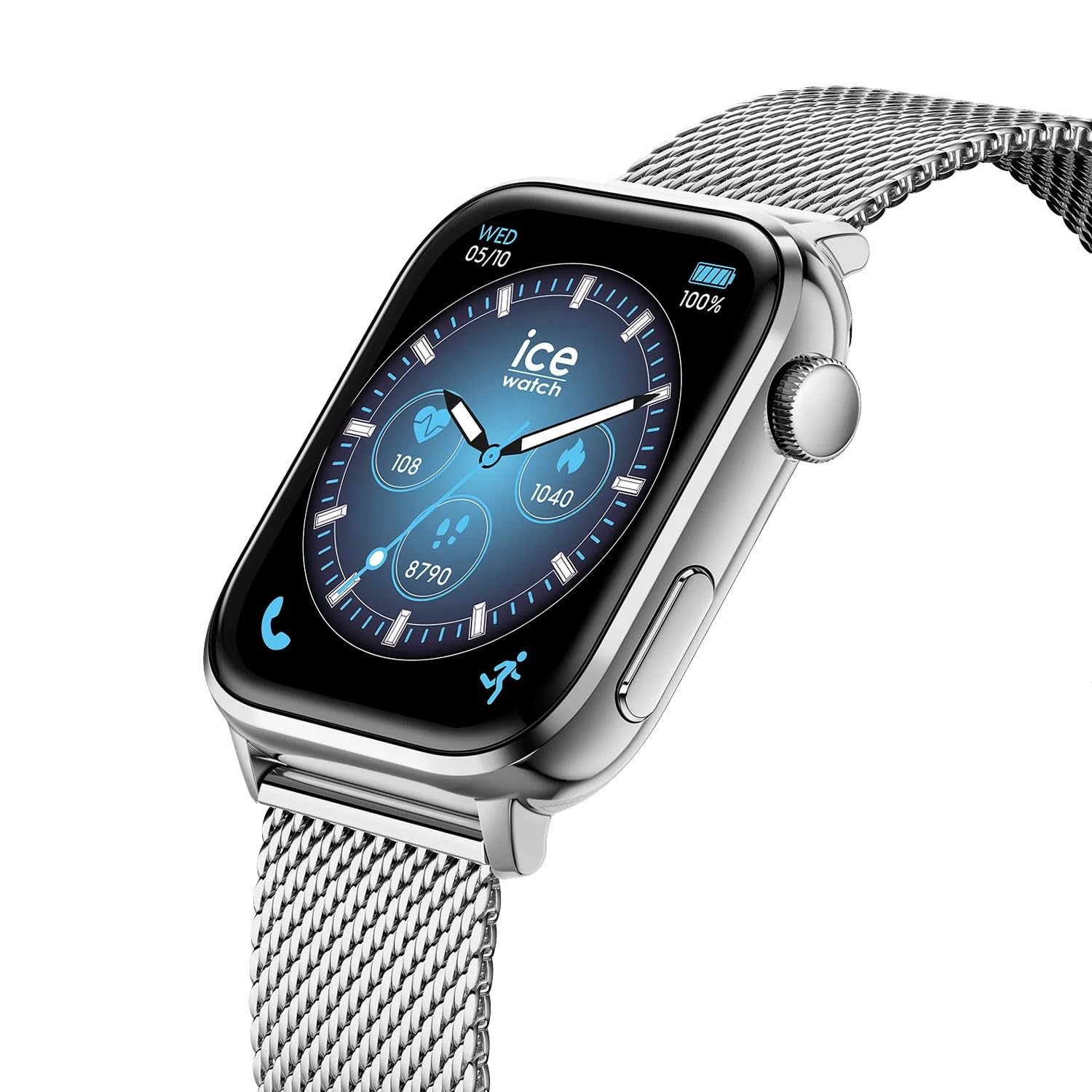 Ice-Watch, ICE Smart 3.0 Silver Milanese, Srebrny Zegarek Sportowy dla Mężczyzn z Bransoletą ze Stali Nierdzewnej, 025803 (1,78 Cala)