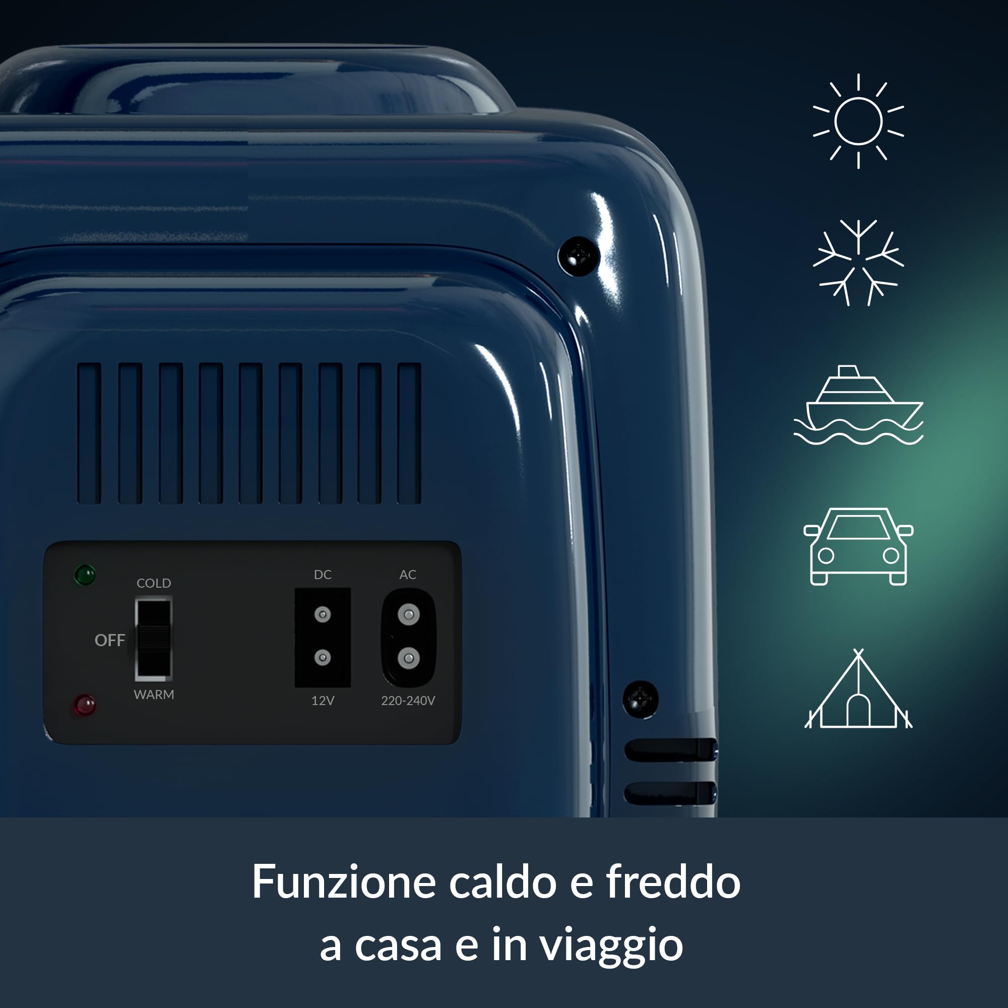 ARCTIC Fridge - Mini frigorifero da 4L per bevande e cosmetici, con funzione di raffreddamento e riscaldamento, 12 V DC e 220 V AC, ideale per auto, ufficio, campeggio e viaggi, spina EU – Blu