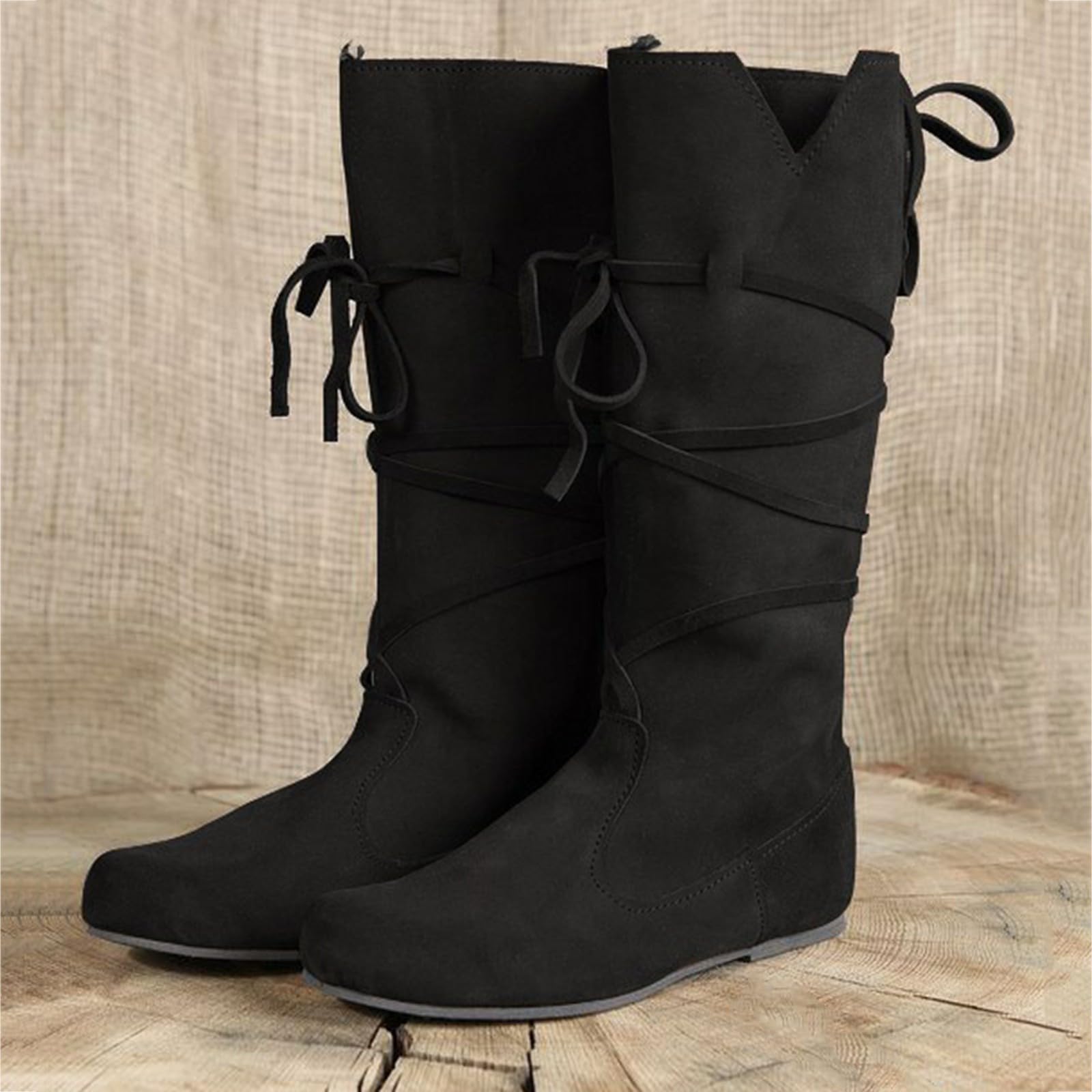 Botas de invierno para mujer, color negro y marrón, botas altas para mujer, botas de piel ligeras, de tubo medio, botas de mujer, unisex, botas medievales de invierno, elegantes, con plataforma