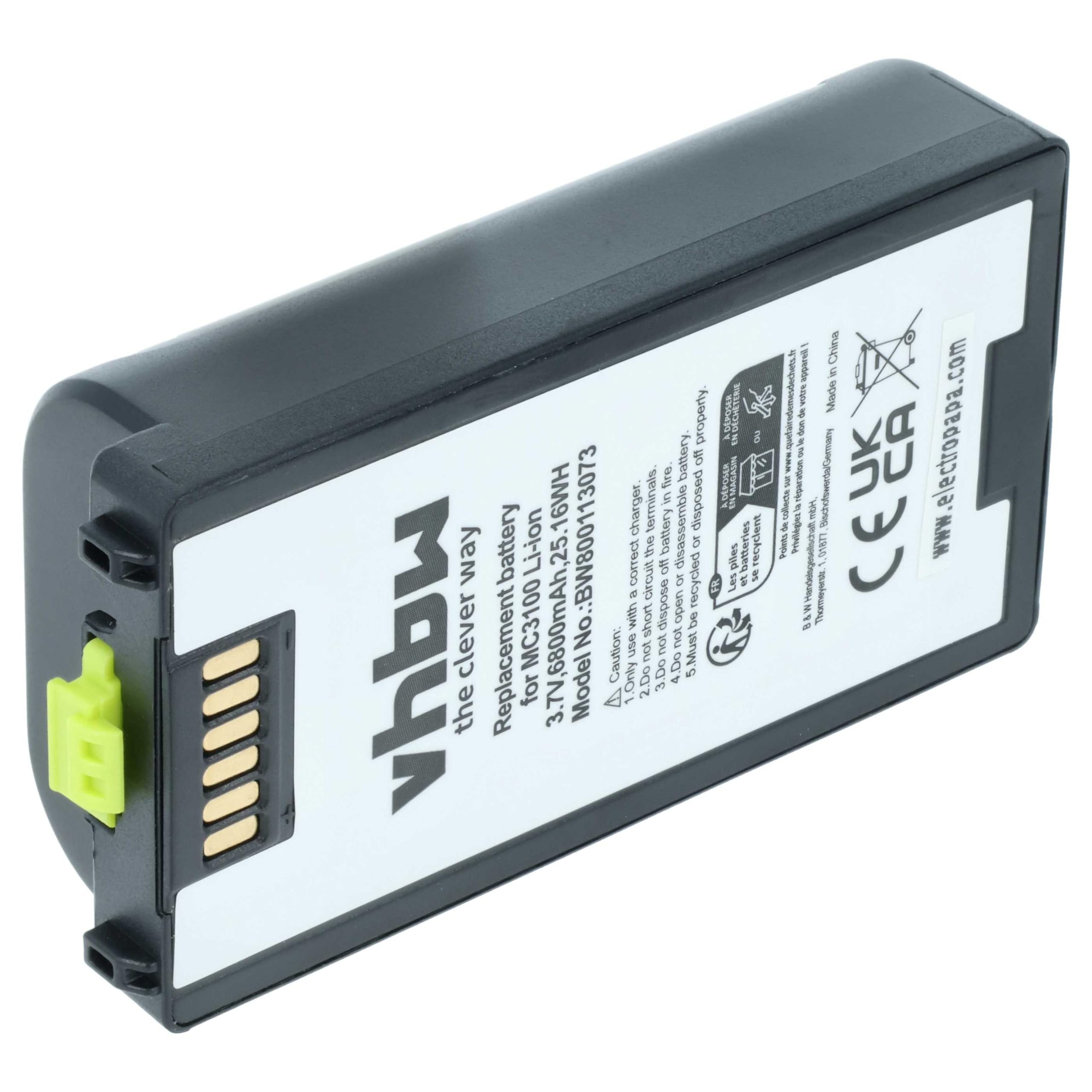 vhbw Batterie Compatible avec Symbol MC3190, MC3100, MC3190G, MC3190-G13H02E0, MC3190-GL4H04E0A Scanner de Code-Barre POS (6800mAh, 3,7V, Li-ION)