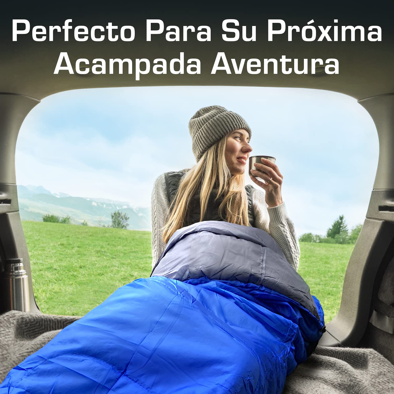 Active Era Saco de Dormir 200 cm x 80 cm 300gr - Resistente al Agua, Relleno de Doble Capa, Cálido con Capucha y Cordón. Saco de Dormir Ultraligero Todas Las Estaciones, Adultos y Niños