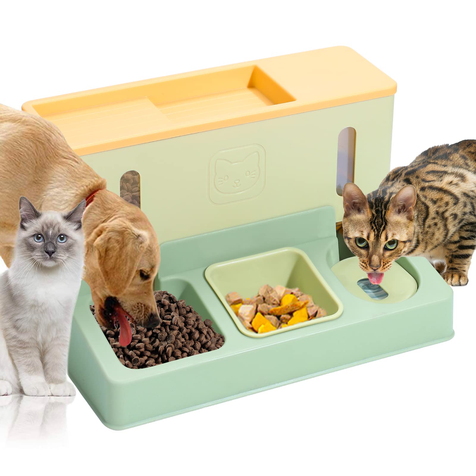 Vczoneautomatic Cat Dog Feeder And Water Dispenser Large Capacity