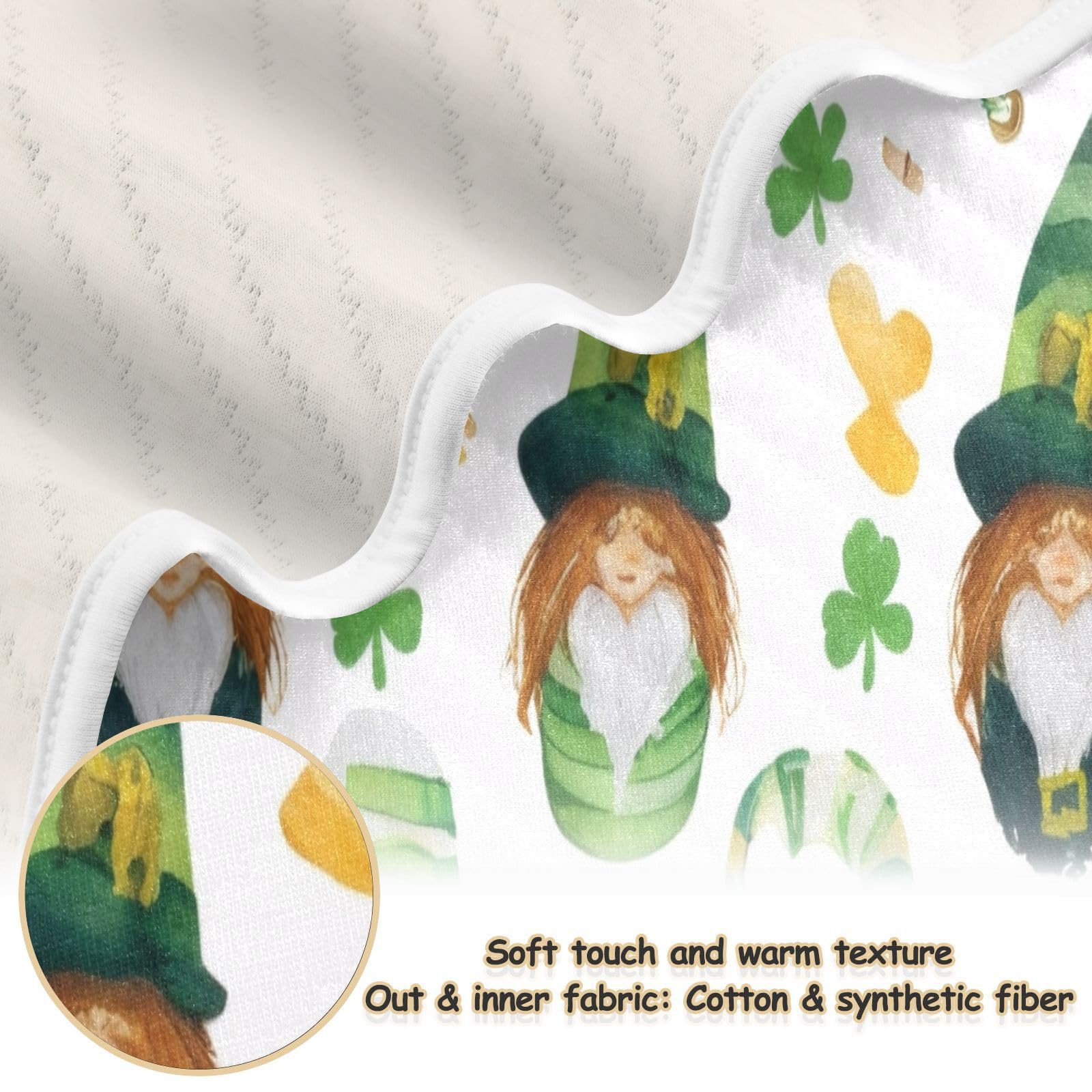 Burbuja St. Patrick Gnome Baby Blanket for Boys Girls, Nursery Soft Warm Swaddling Receiving Baby Blankets, 30x40 in Toddler Blanket
