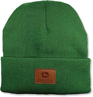 Men's Green Cuffed Beanie w/Leather Patch - LP39977