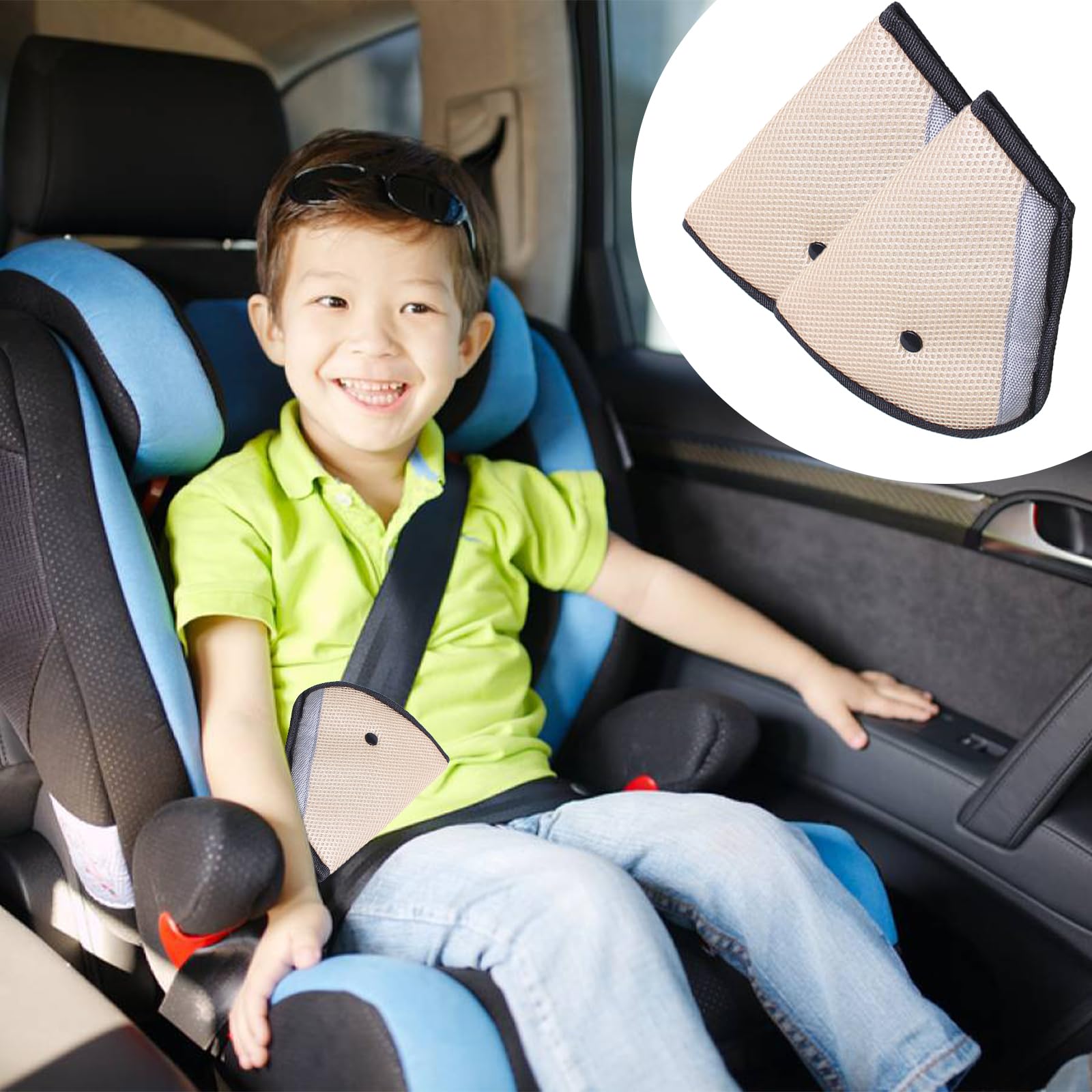 Guaine Imbottite Per Cinture Di Sicurezza Auto - Cuscino Per Bambini, Micro-Suede, 30x20 Cm, Regolabile - Foto 8