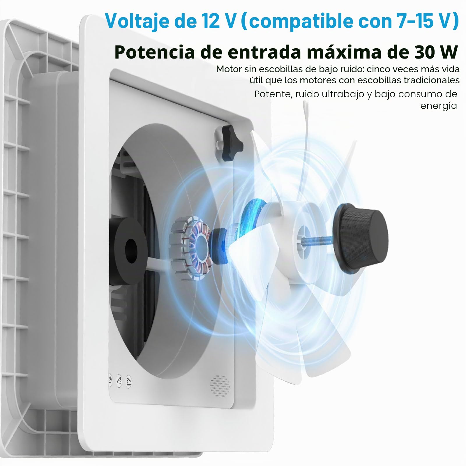 2012 Ventilador de ventilación de techo para caravanas, Nivel de ruido ultrabajo de escape reversible con sensor de lluvia, ventilador permanente de nivel automático para autocaravana camper