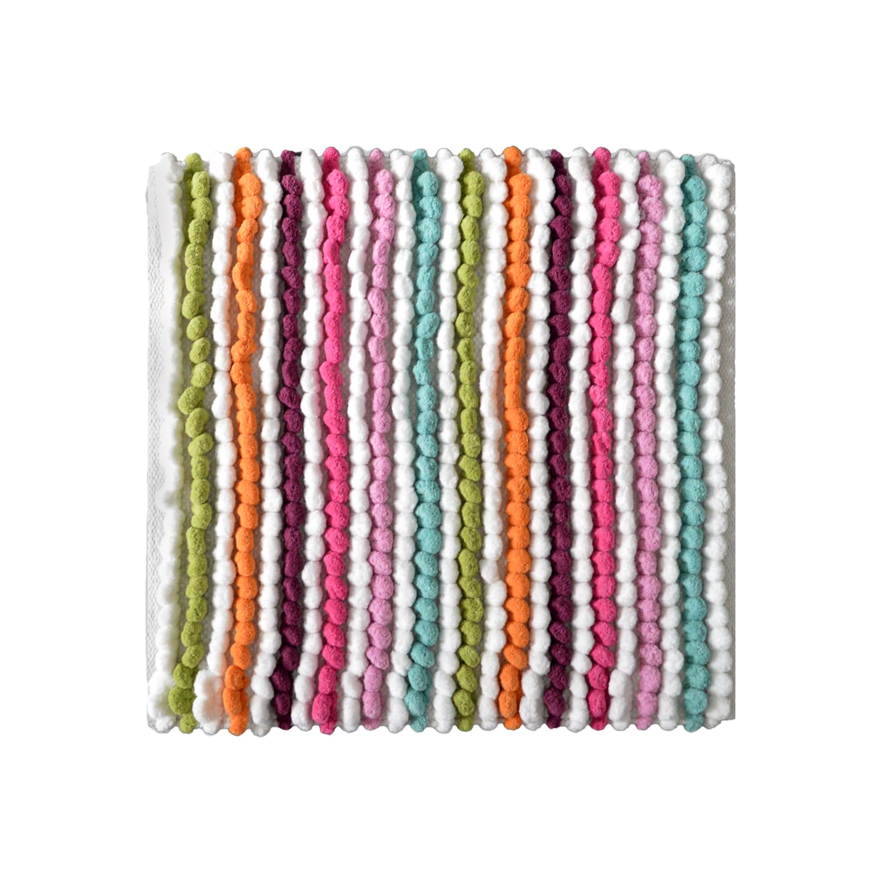 Allure Luxury Striped Bobble Shower Mat 50 x 50cm, Hand-Woven Supersoft Microfibre Multicoloured Square Bath Mat