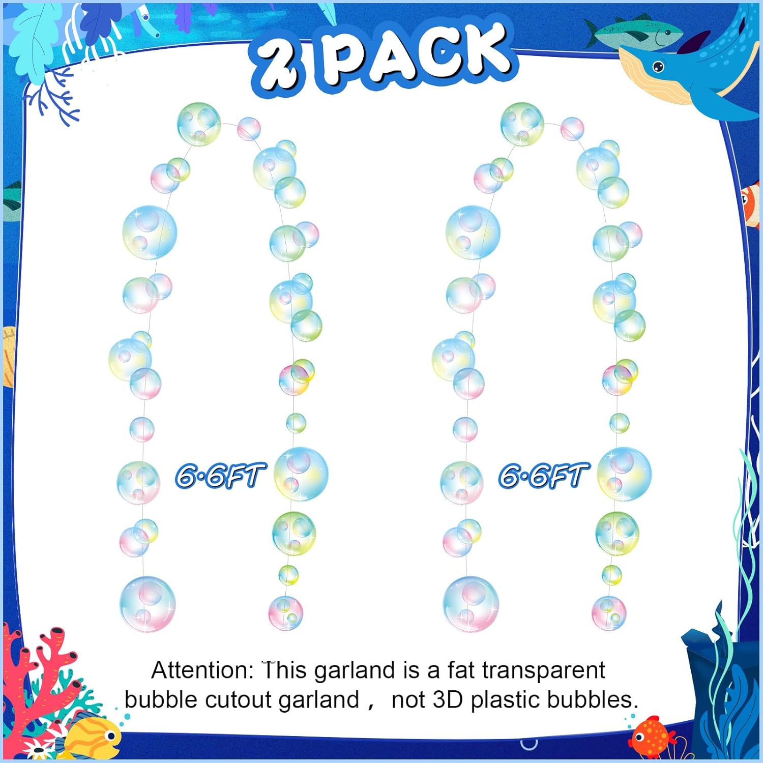 Chunful 55 Pcs Under The Sea Party Decoration Tropical Fish Hanging Swirls, Fish Net and Transparent Bubble for Ocean-Themed and Mermaid-Themed Birthday Party Decorations Baby Shower Photo Props Art