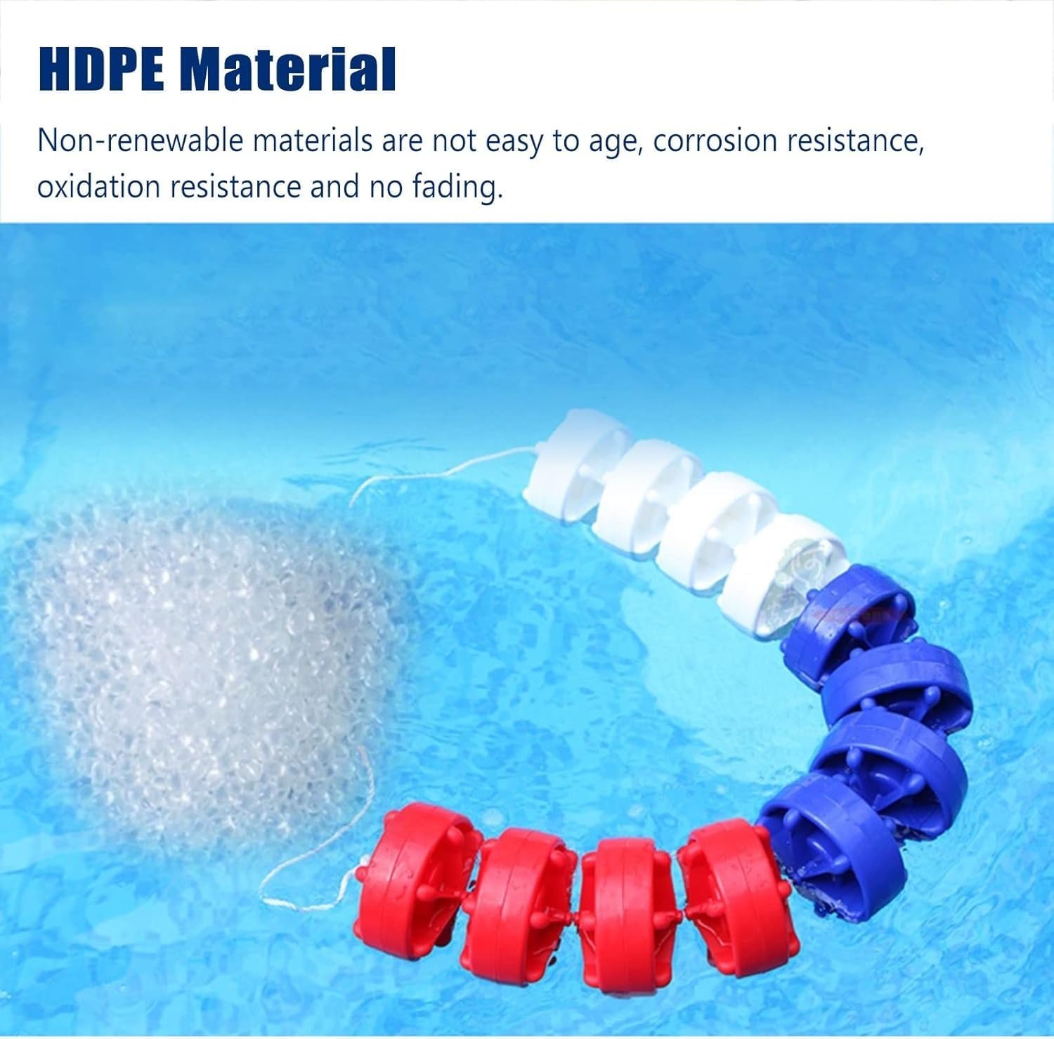 13ft Durable Blue Nylon Pool Divider Rope with Hooks - Essential Safety Accessory for Swimming Pools, Lane Marking, Hazard Separation & Swim Training, Heavy-Duty, Weather-Resistant