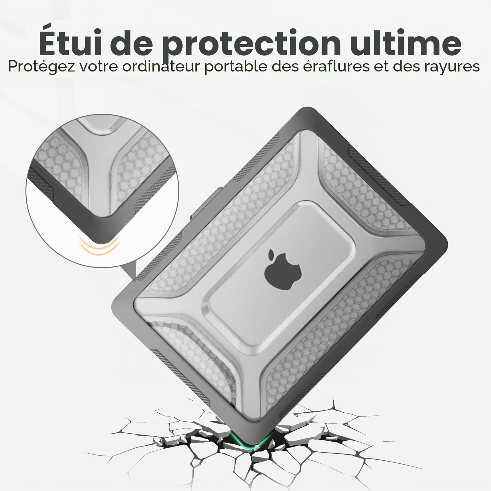 MOSISO Coque Compatible avec MacBook Air 13 Pouces M5 M4 M3 M2 2026-2022 | Nid d'abeille Antichoc TPU Étui avec Béquille Pliable&FilmClavier,Pour MacBook Air 13,6" A3449 A3240 A3113 A2681,Noir