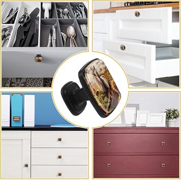 4 Pack Cabinet Knobs Horse Sunflower Field, Black Square Knobs for Cabinets and Drawers Single Hole Cabinet Hardware Kitchen Cabinet Knobs Pulls Handles for Home Bathroom