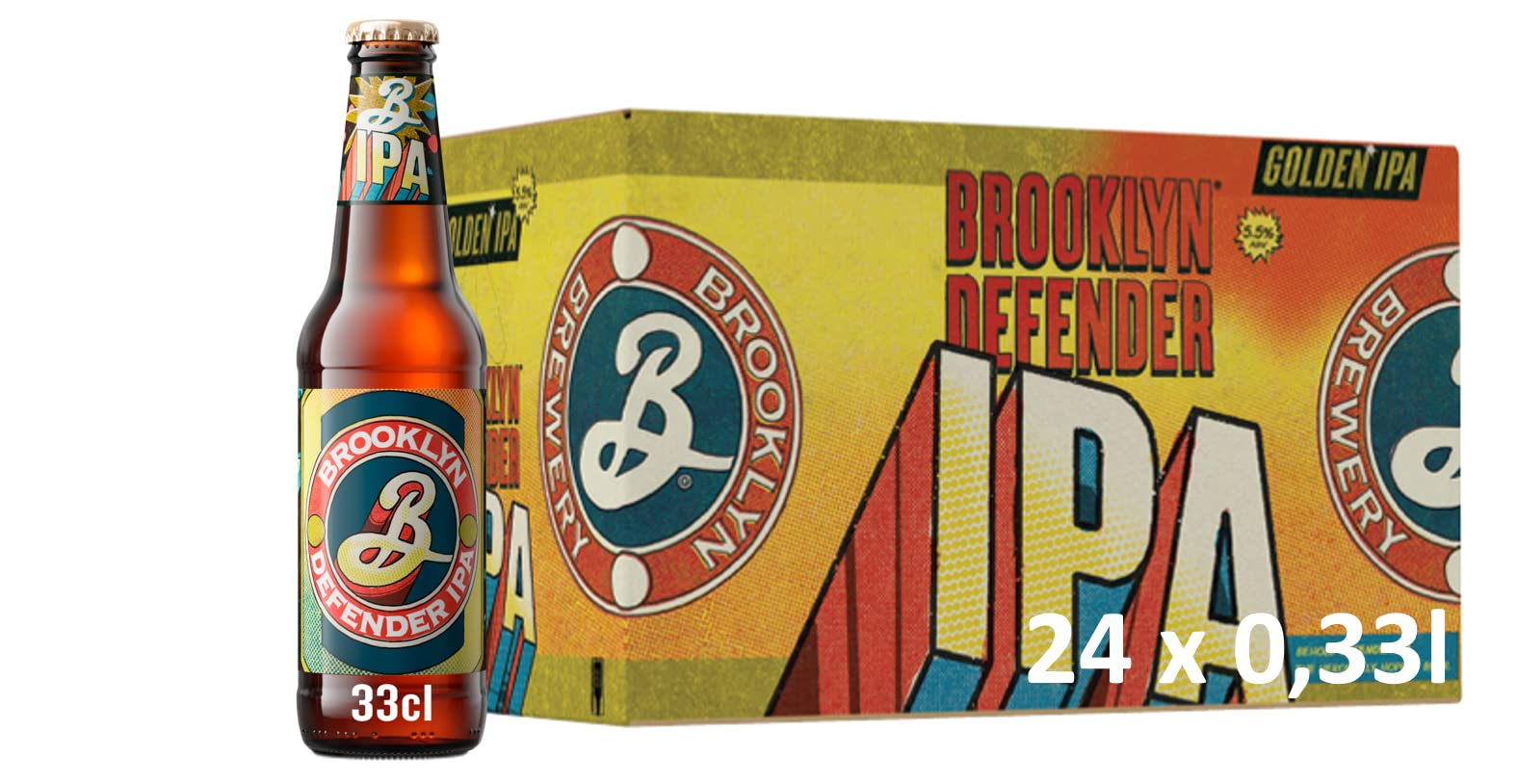 Brooklyn Brewery Brooklyn Defender India Pale Ale Craft Beer (24 x 0,33 l) Flaschenbier