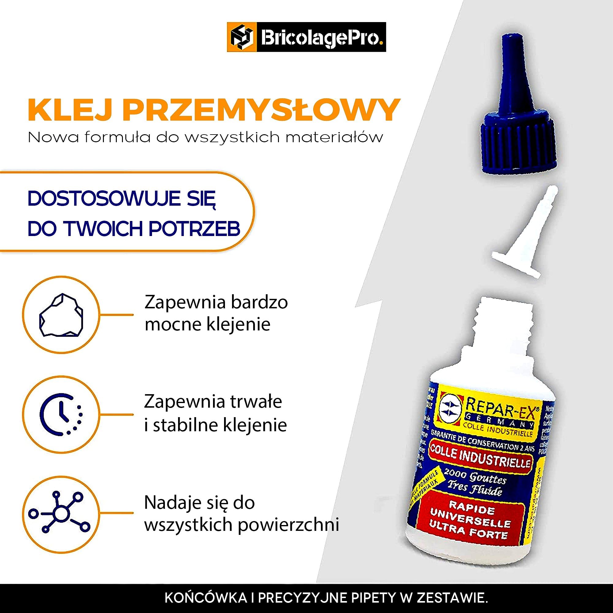 BRICOLAGEPRO - Zestaw kleju naprawczego 20g, 30g proszku do montażu i usuwania kleju 20ml - Wszystkie wsporniki