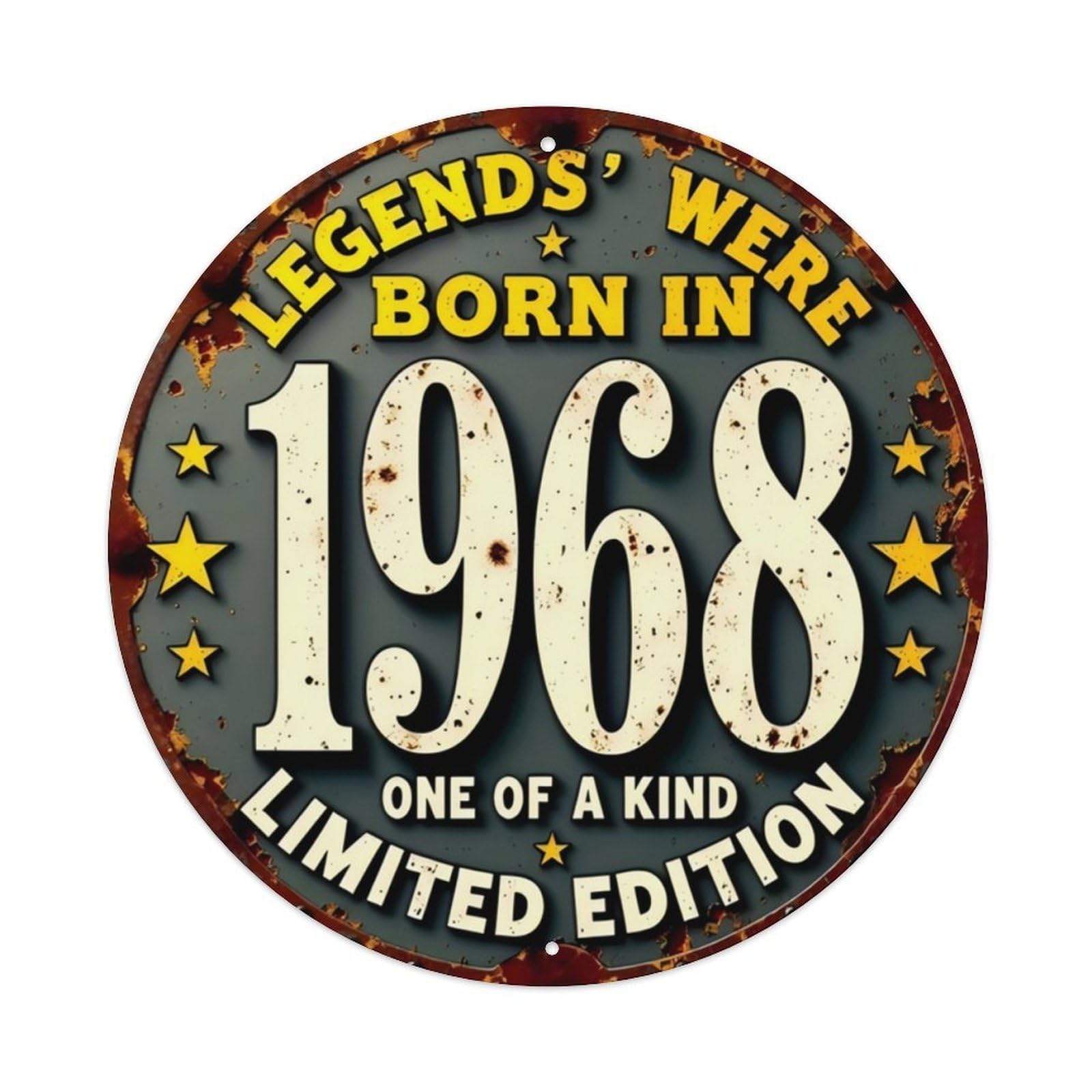 Legends Were Born In 1968 Retro Birthday Sign Vintage Aluminium Metal Sign, Retro Wall Decor for Home, Bar, Garage & Farmhouse 20x20cm