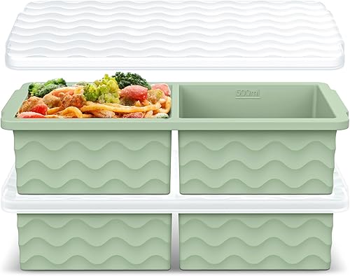 Miniatura 15 de Aopigavi Bandeja de silicona para congelador con tapa, moldes para congelador de sopas de 2 tazas, bandejas grandes para cubitos de hielo para