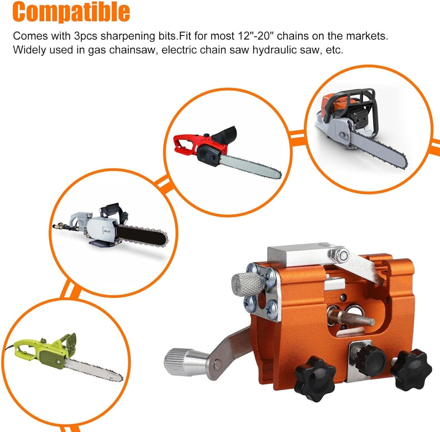 Chain Saw Sharpener, Portable Chain Saw Sharpening Tool Set, Sharpener File Table, Quick Sharpening, Suitable for All Kinds of Chain Saws and Electric Saws