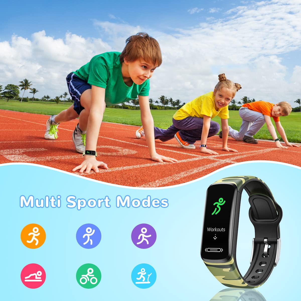 Smartwatch Fitness Orologio Bambini Digitale: Bambino Bambina IP68 Impermeabile Bluetooth Smart Watch Cardiofrequenzimetro da Polso Tracker Contapassi Conta Calorie nuotare sportivo per iOS Android