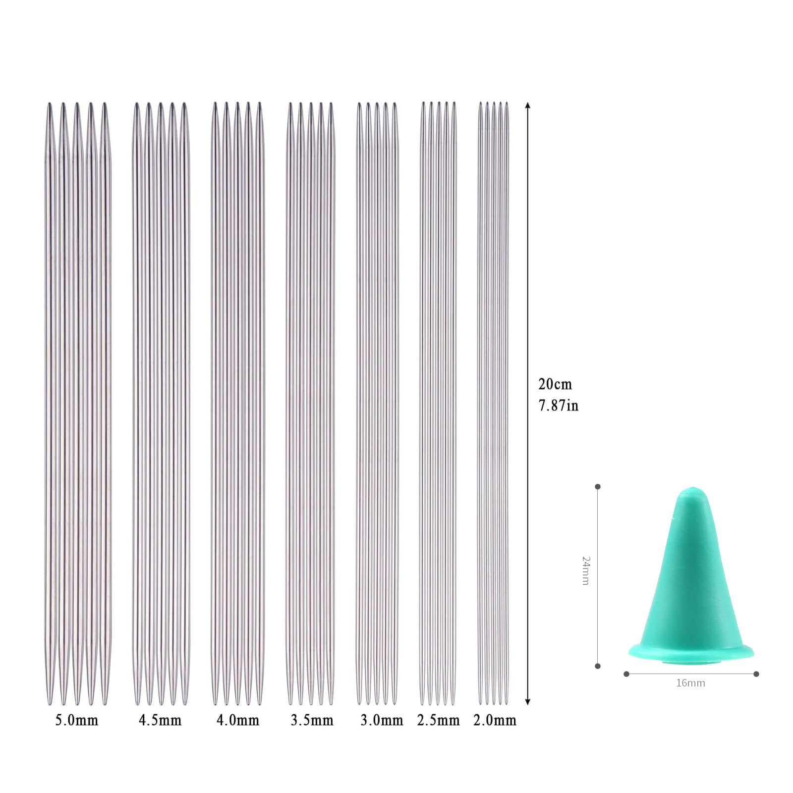 Knitting Needle Set, Stainless Steel Double Pointed Knitting Needle with Knitting Accessories - Image 2