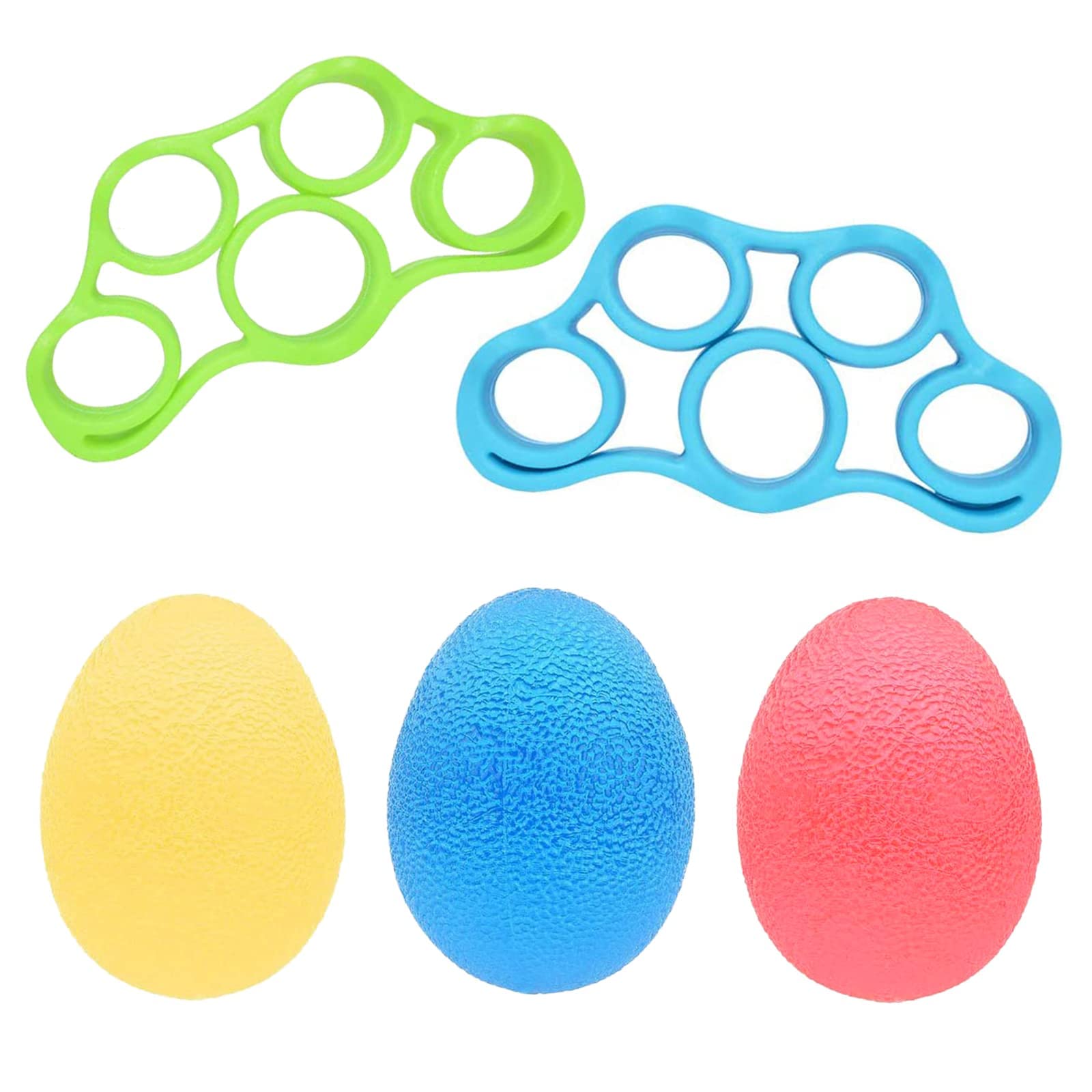BIGTHREE Hand Therapy Exercise Balls, Hand Grip Strength Trainer, 3 Pcs Anti Stress Balls, 2 Pcs Stress Relief Balls for Training Fingers and Wrists to Improve Dexterity Muscle Training