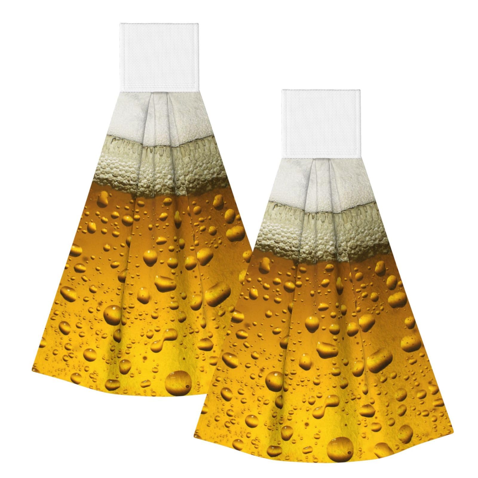 DOPKLNA Beer, 2 Pcs Hanging Coral Fiber Hand Towels for Bathroom, Absorbent Kitchen Towels