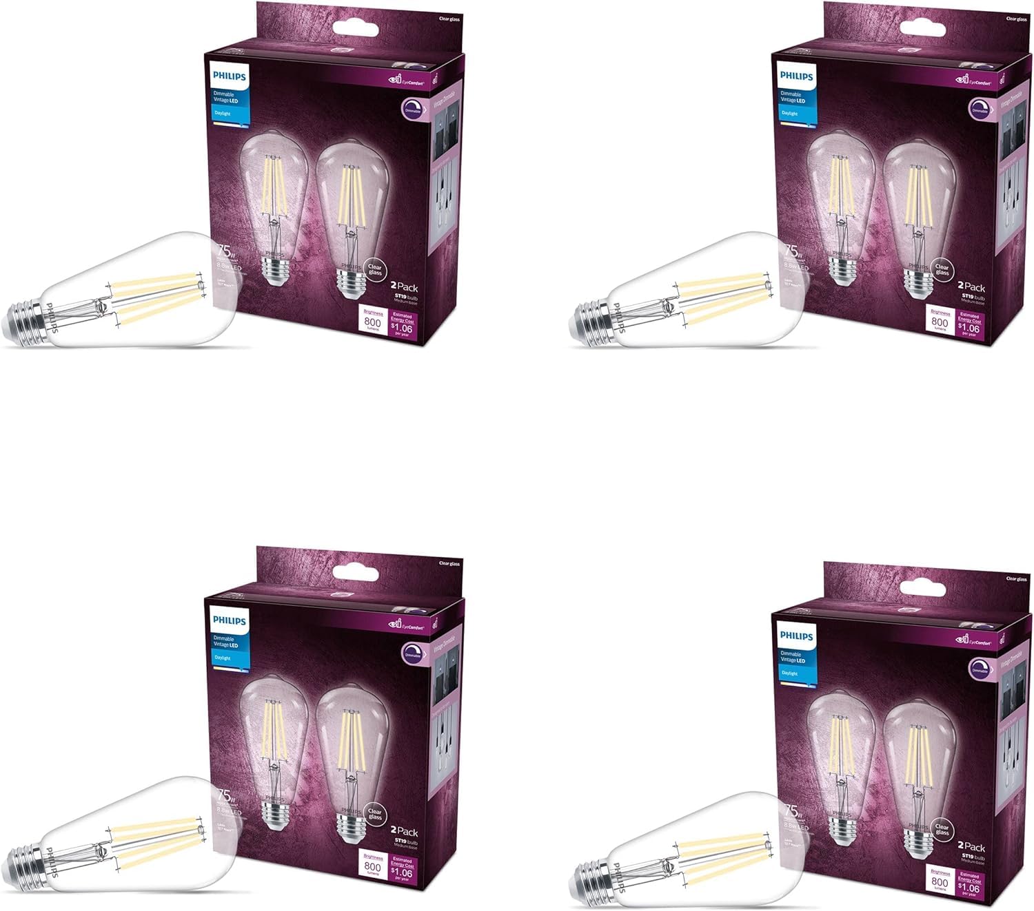 Amazon.com: Philips LED Vintage Flicker-Free Clear Spiral